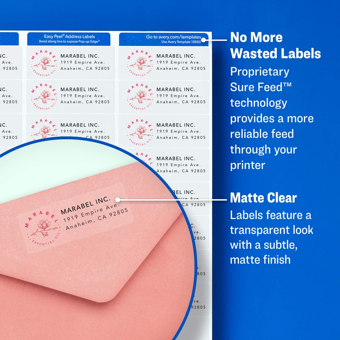 Avery Matte Frosted Clear Address Labels for Inkjet Printers, 3-1/3" x 4", 60 Labels, 5 Packs (18664)