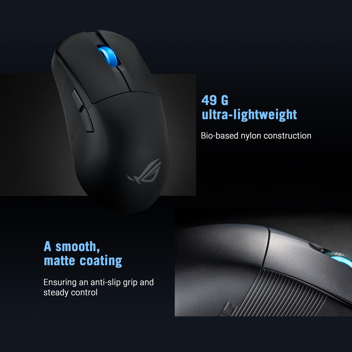 ASUS ROG Harpe Ace Mini Wireless Gaming Mouse, 49g Lightweight, AimPoint Pro 42K Optical Sensor, Optical Micro Switches, ROG Polling Rate Booster, Esports & FPS Gaming, Small, Medium, Black