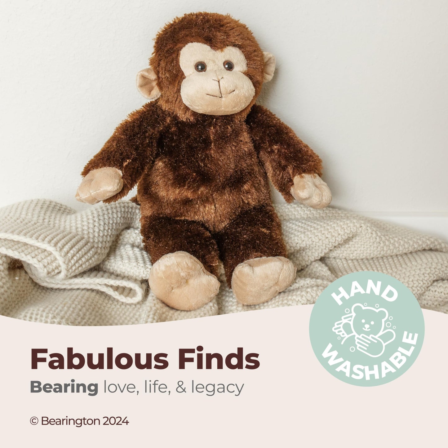 Bearington Giggles Plush Monkey Stuffed Animal, 10.5 Inch