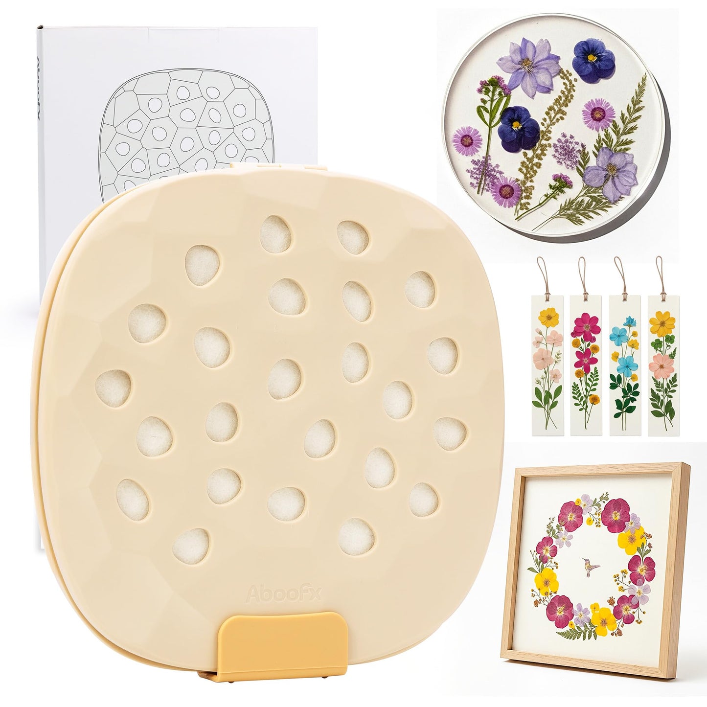 Aboofx 9" x 9" Large Microwave Flower Press Kit, Quickly Flower Drying Kit Leaf Press Flower Pressing Kit for Adults Fast Making Pressed Plant Flower Preservation Specimen DIY Crafts