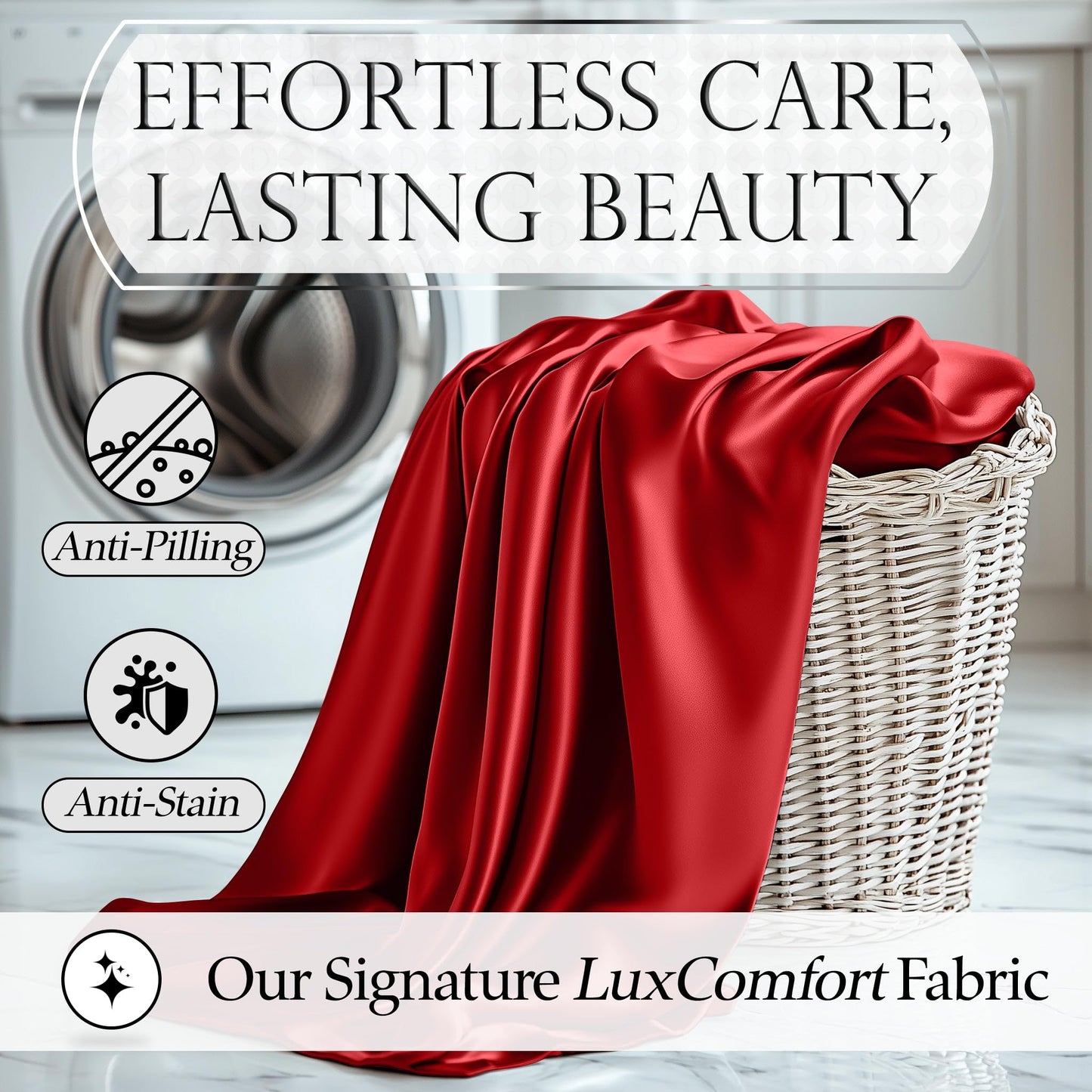 DECOLURE Satin Bed Sheets - 4 Piece Luxury Silky King Size Bedding Set - Softer Than Silk, Wrinkle-Free with 15” Deep Pocket Fitted Sheet, Perfect for Hair & Skin, Gifts for Women (Red)