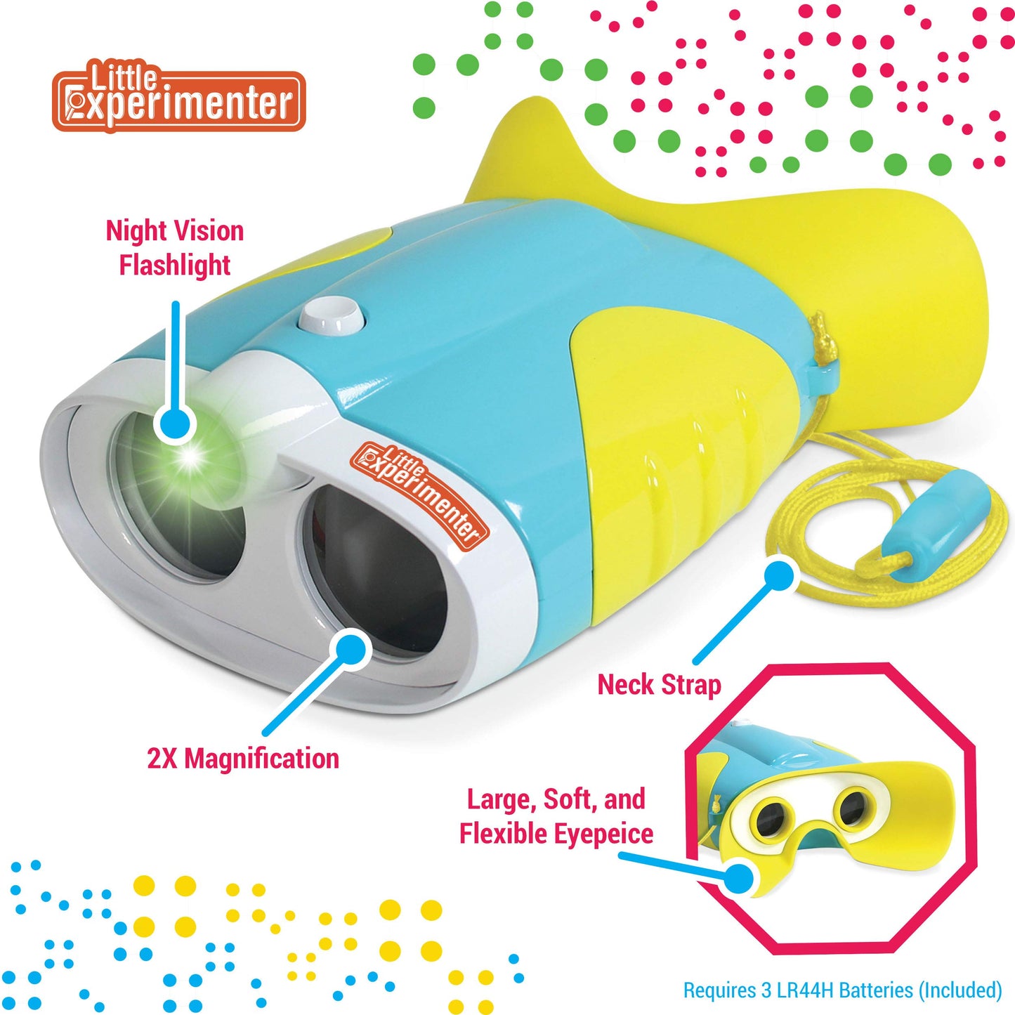 Toy Binoculars for Kids and Toddlers – Kids Toy Binoculars with Flashlight – Face Comfy Binoculars for Toddlers and Children Boys and Girls Age 3-12