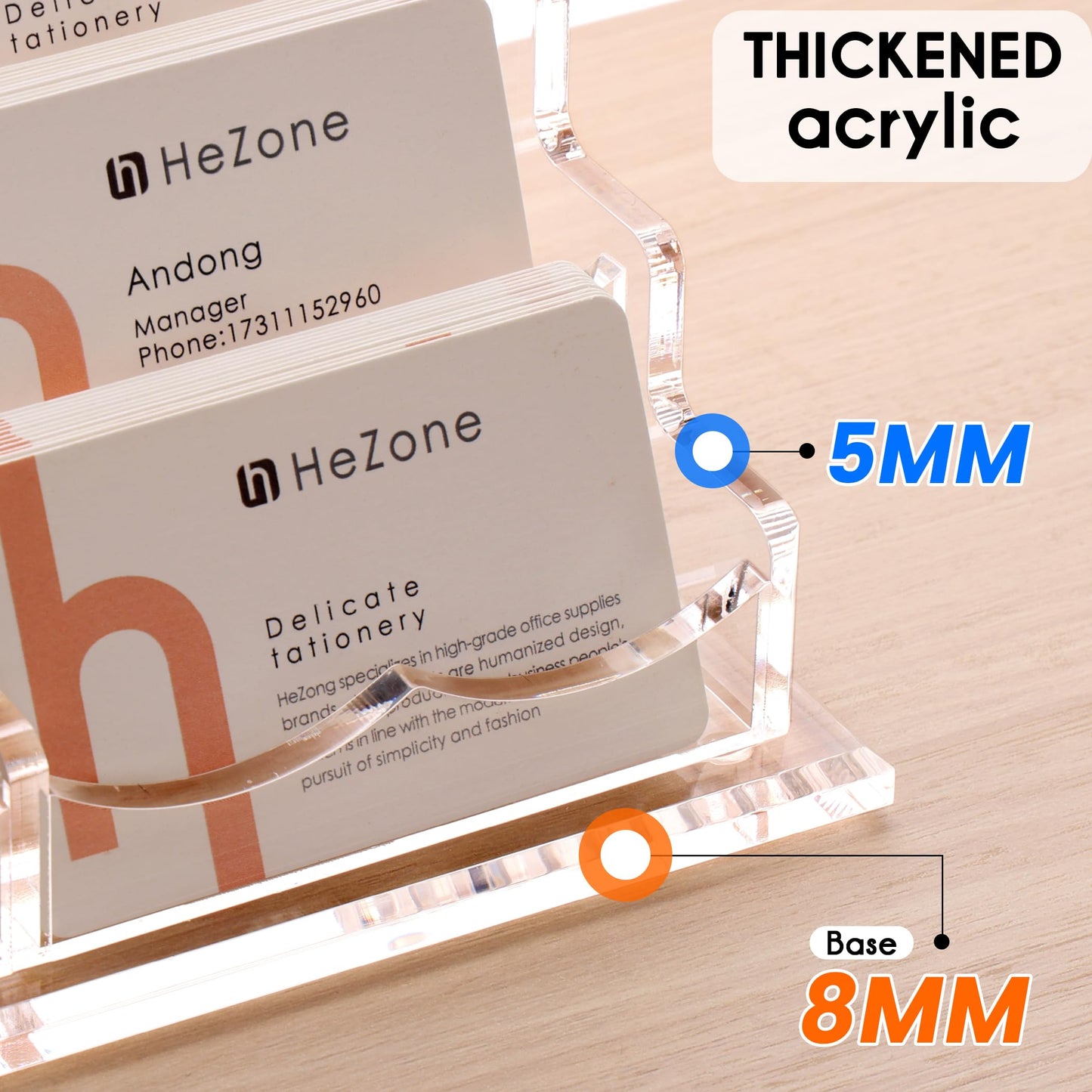 HeZone Business Card Holder for Desk Multiple Cards Display Stand Rack for Women and Men Clear Acrylic Card Organizer 20 Slot 5 Tier Large Capacity-Holds 1000 Cards -1 Pack (20 Cell H)