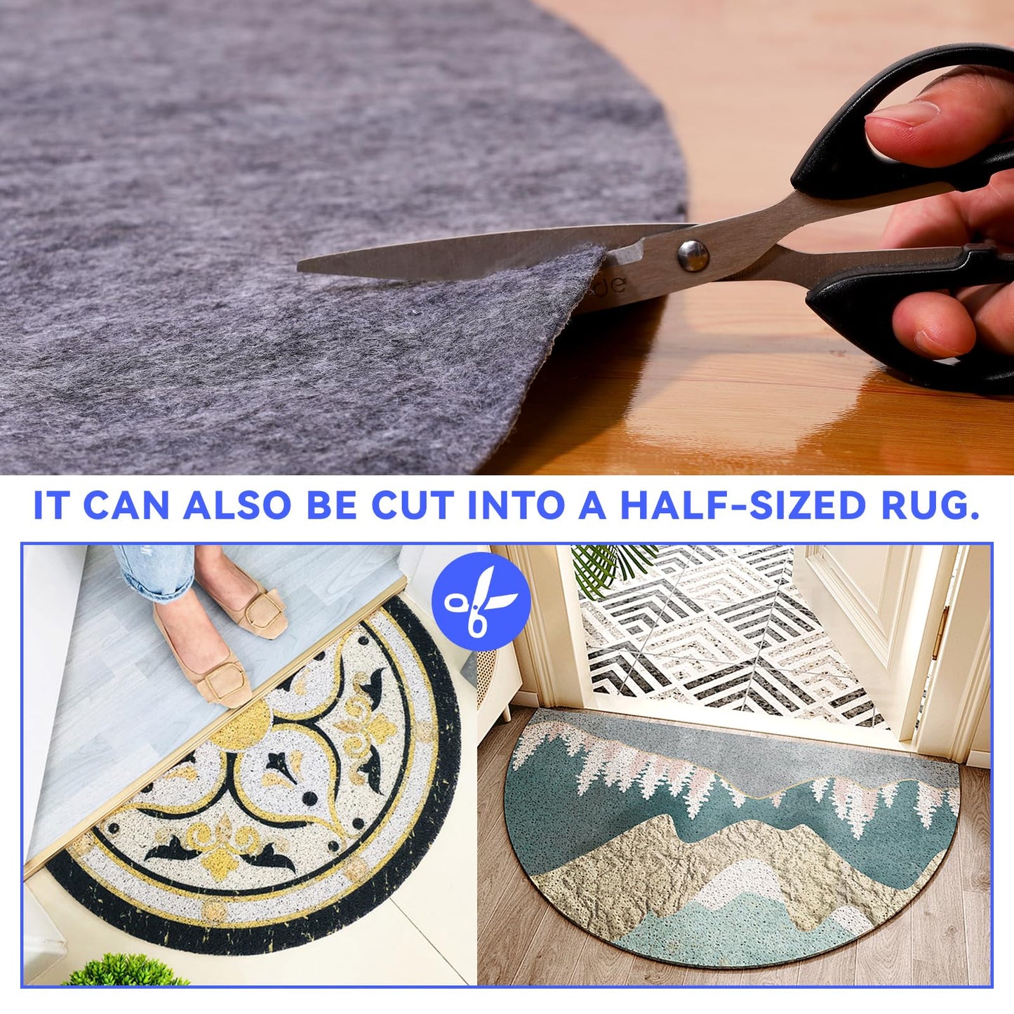 Non-Slip Rug Pads,Round 8 Ft Waterproof Extra Large Area Rugs Non Skid Rug Pad for All Floors and Finishes Durable Hardwood Floor Protective Felt Keeps Rugs in Place, Safe and Secure