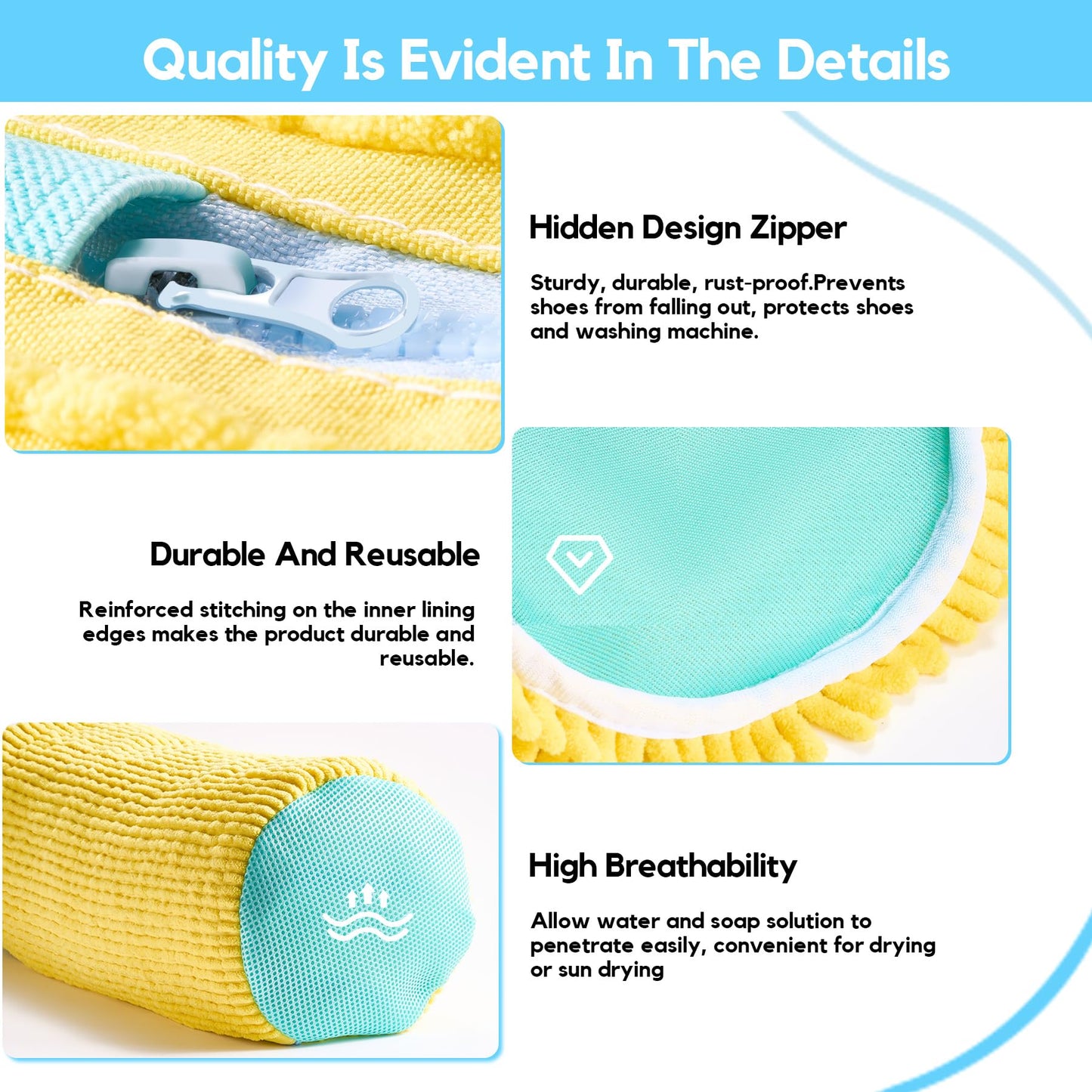 CinGiiCo Shoe Washing Machine Bag, 4 Pcs Laundry Shoe Bag For Washing Machine, With 4 Boot Stretcher (L 6-12.5 & S 5-10.5), 360°Deep Cleaning, Fit Most Shoes Types