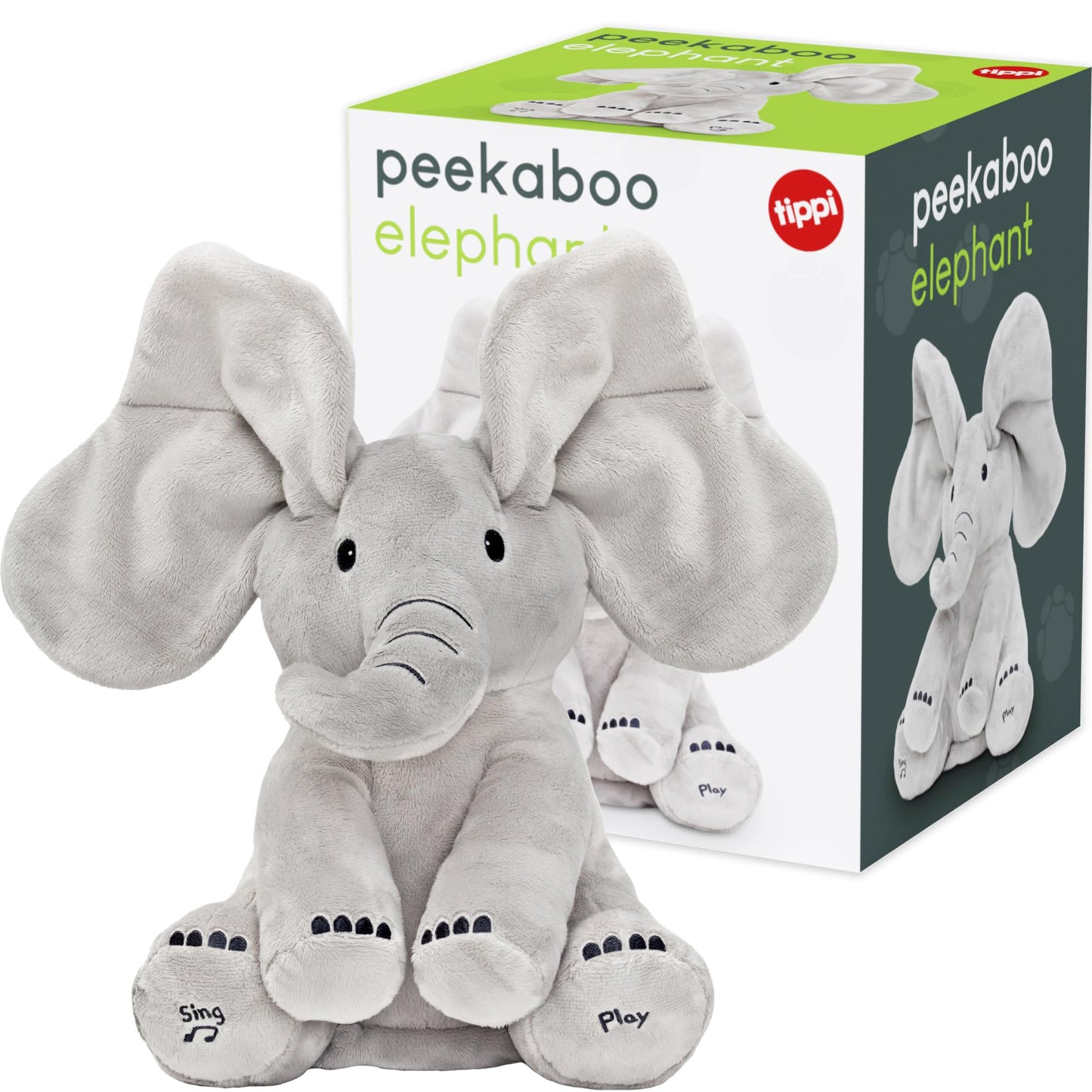 Tippi Peekaboo Elephant Toy - Interactive Singing Teddy with Fluttering Ears - For Newborn Baby Boys or Girls - Soft Toy Peekaboo Elephant for Babies 0-12 Months