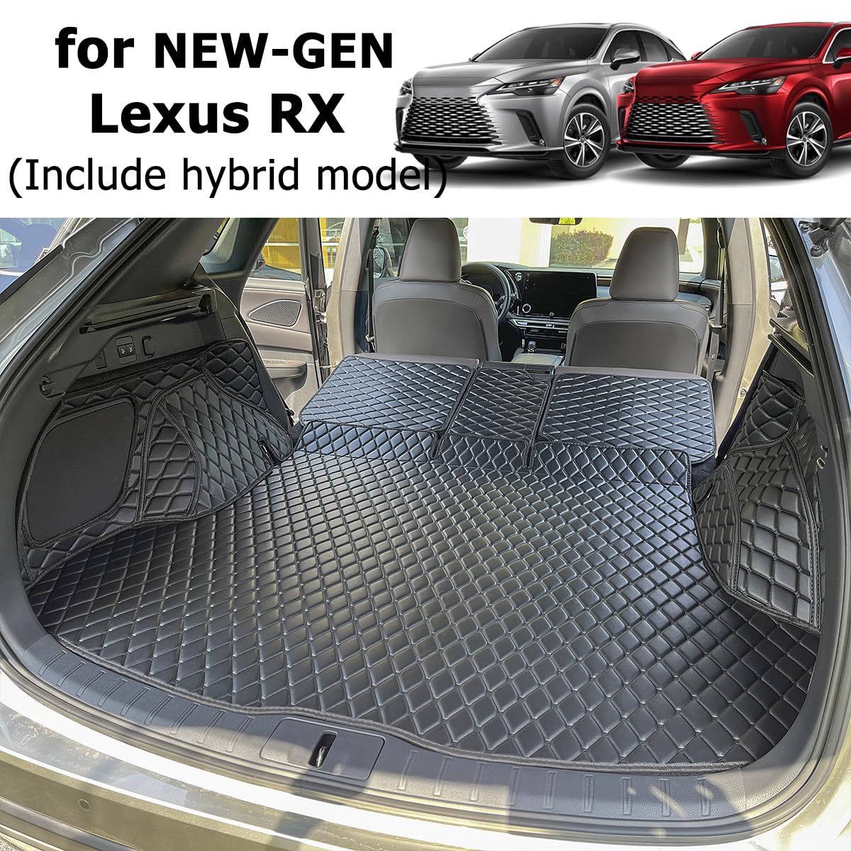 7DEEKEI Cargo Mat for 2023-2025 Lexus RX350 RX350H RX450H RX500H Trunk and Rear Backrest Cargo Liners All Weather Anti-Slip