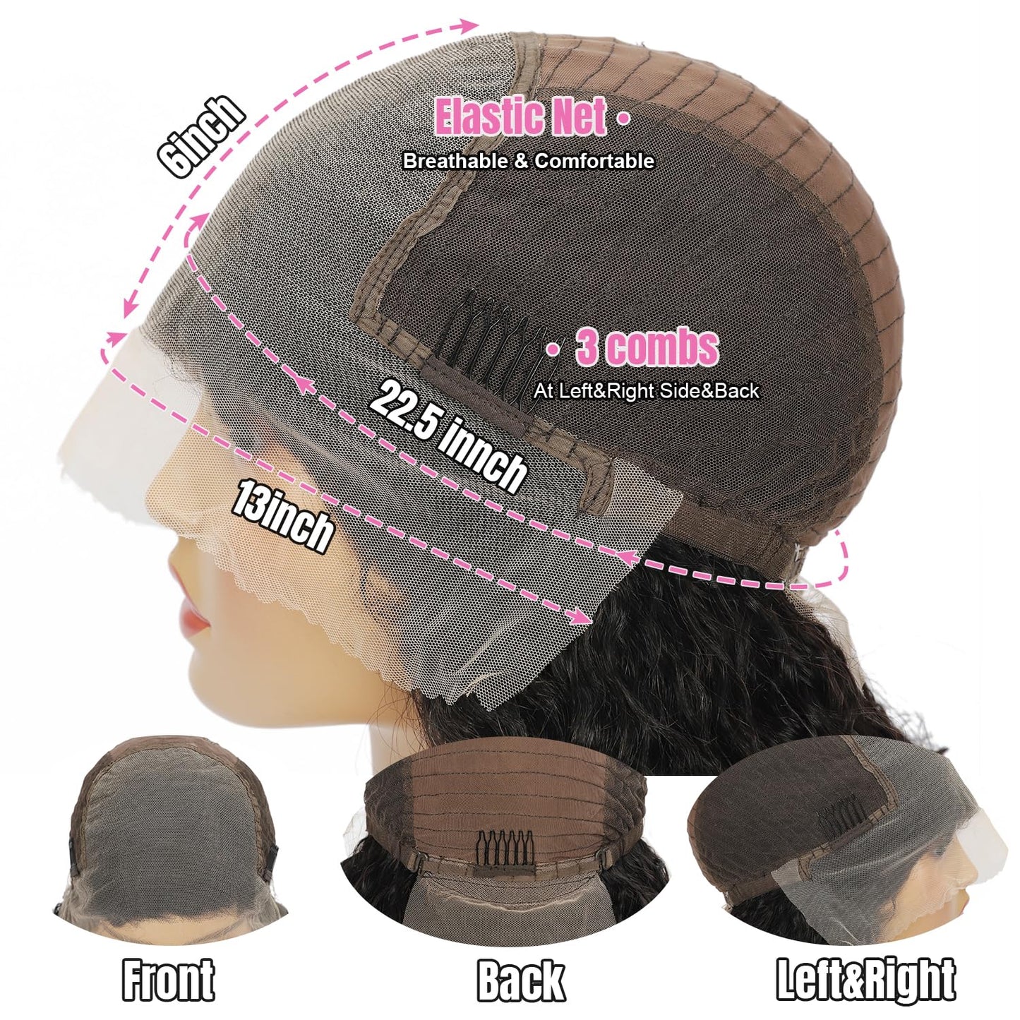 Ksflaae 13x6 Lace Front Wigs Human Hair Pre Plucked 180% Density HD Transparent Water Wave Lace Frontal Wigs Human Hair for Women Curly Lace Front Wigs with Baby Hair Natural Color 26Inch