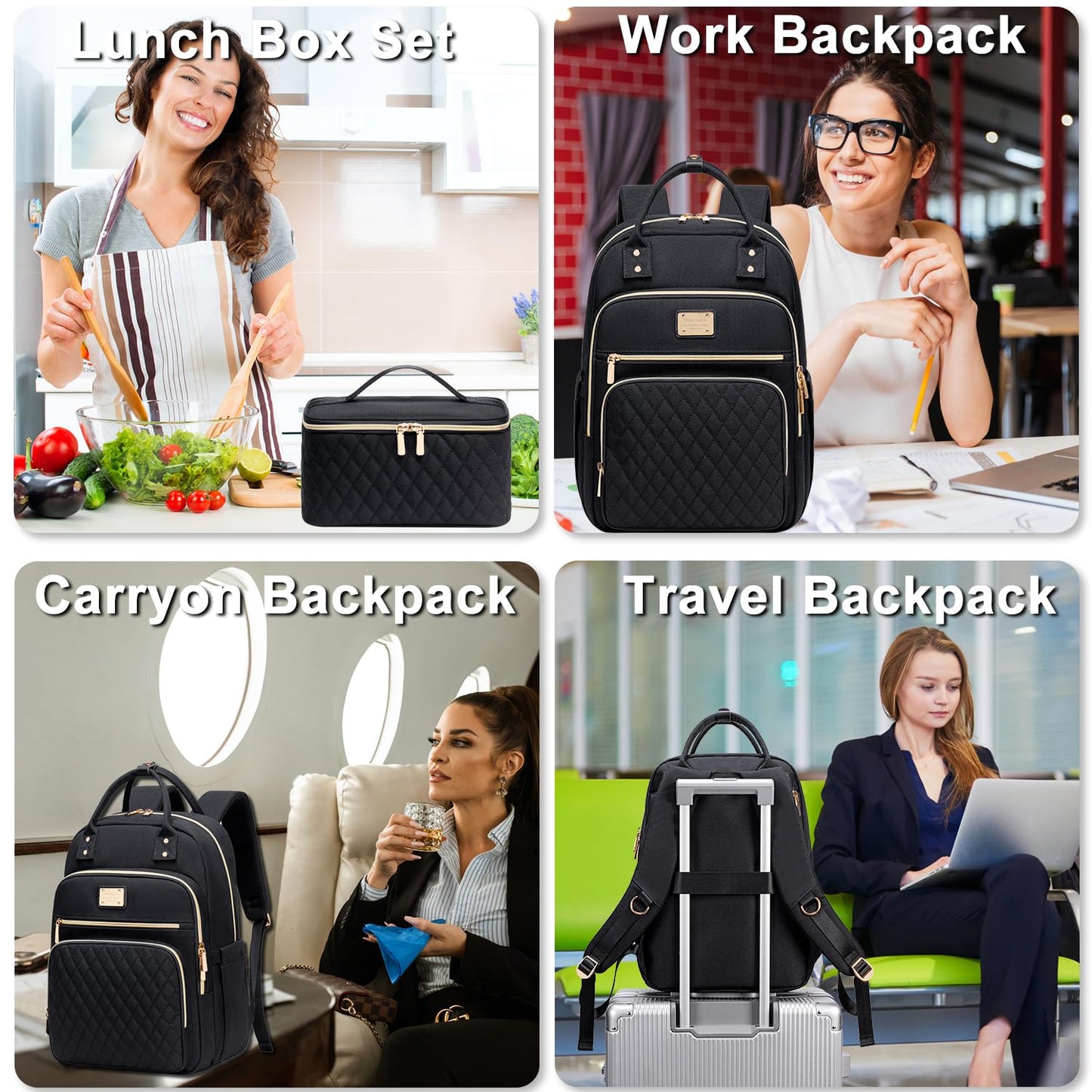 Weitars Lunch Backpack for Women,15.6 Inch Laptop Backpacks Travel Backpack for Women,Work Back pack,Teacher Nurse Back pack Insulated Lunchbox Backpacks