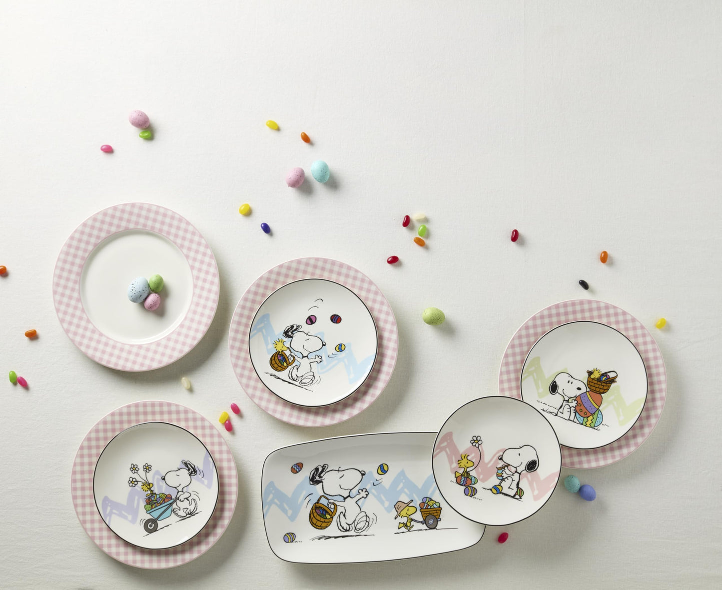 Lenox 897166 Gingham Dinner Plates, Set of 4, Pink, Valentine's Day