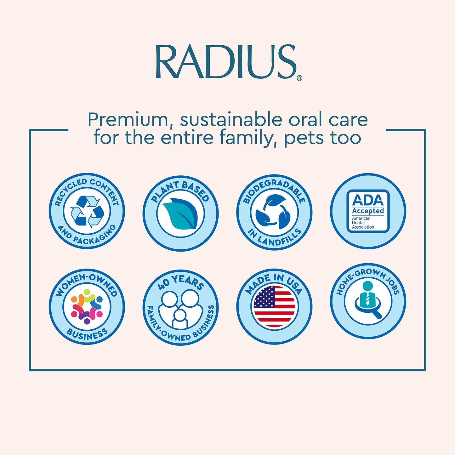 RADIUS Big Brush BPA Free & ADA Accepted Toothbrush Designed to Improve Gum Health & Reduce Gum Issues - Right Hand - Assorted - Pack of 6
