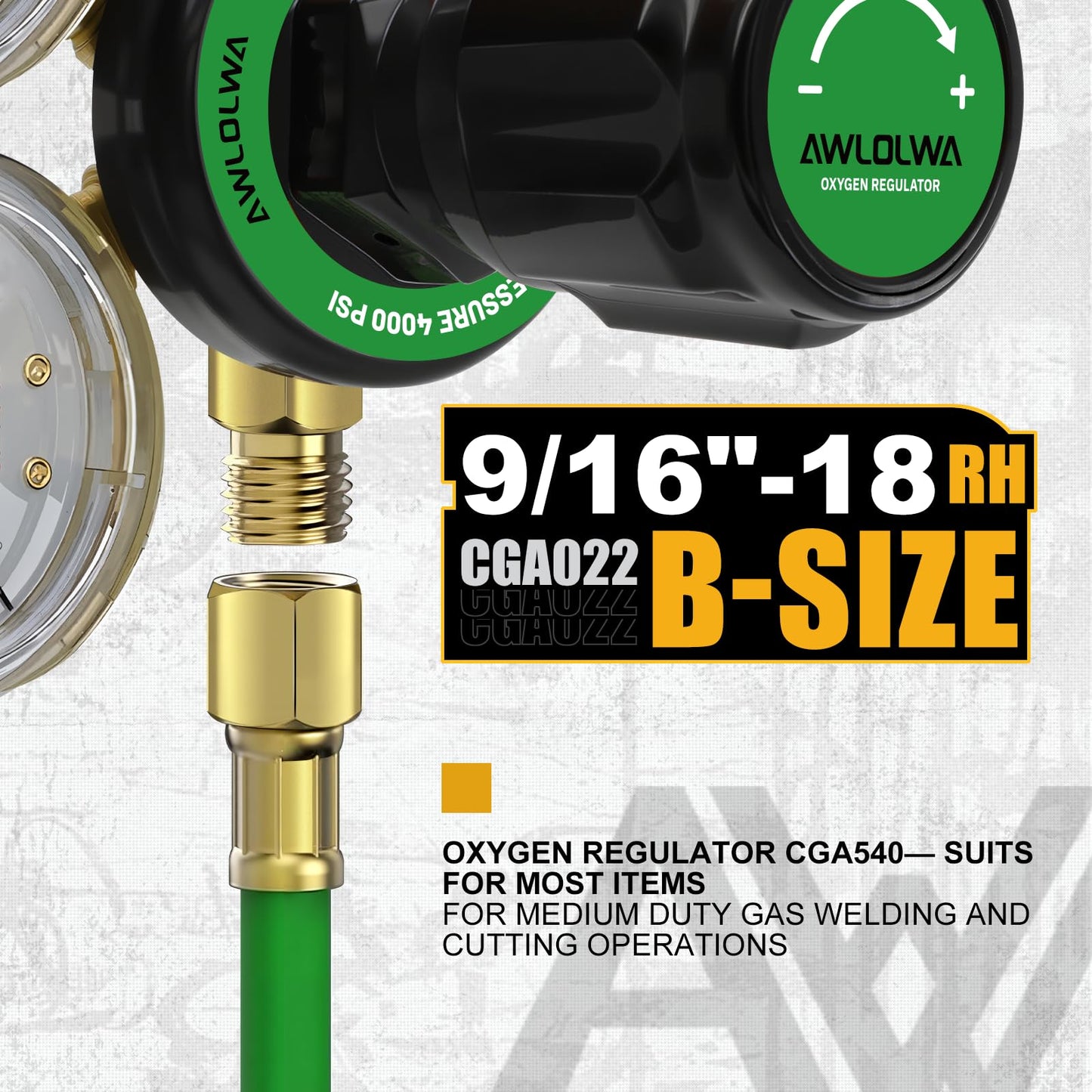 AWLOLWA Oxygen & Acetylene Regulators - Compatible with Medium Duty Welding Gas Torch - CGA540 and CGA510