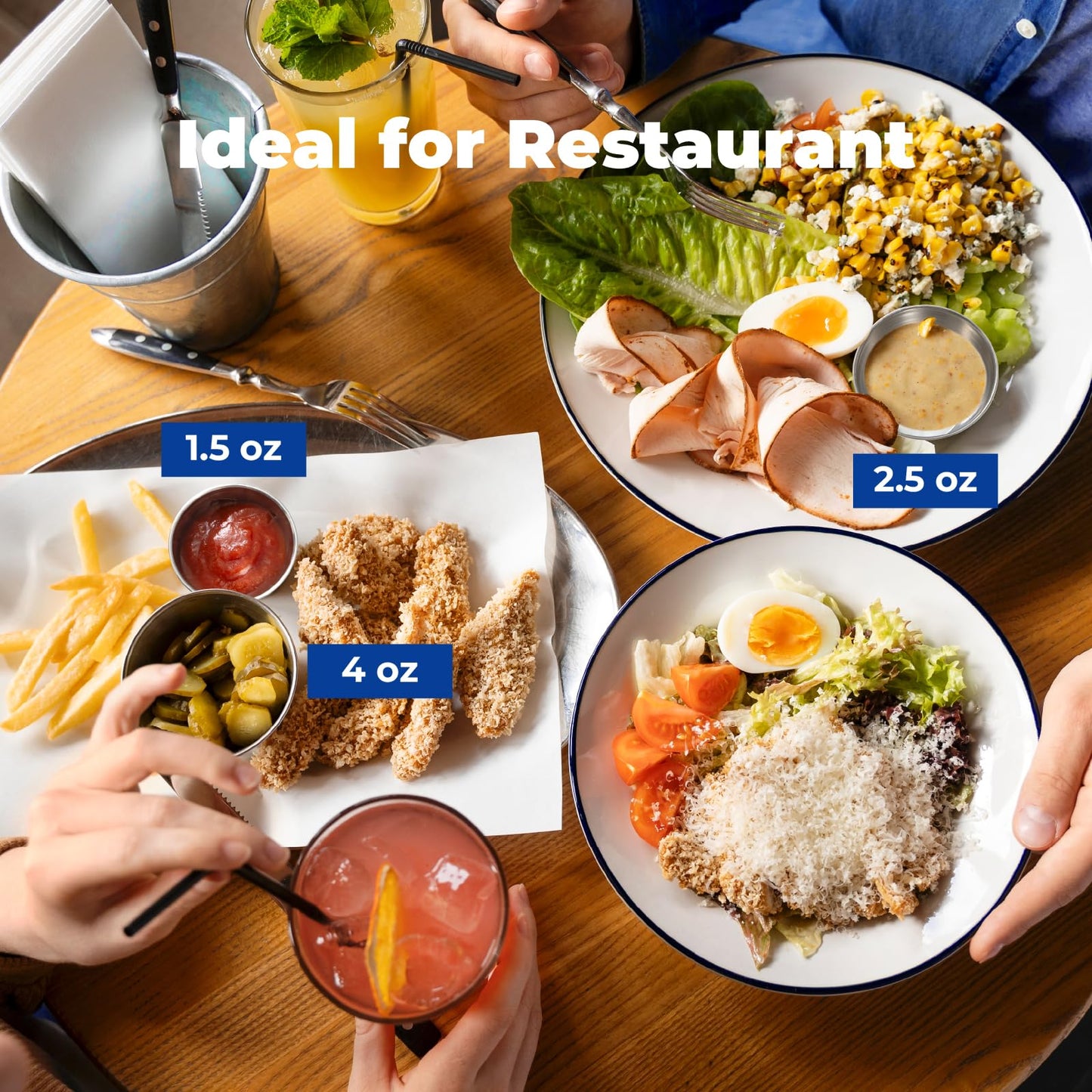 Fit Meal Prep [120 Pack 1.5 oz Stainless Steel Dipping Sauce Cups, Reusable Metal Ramekins, Commercial Grade Condiment Bowls, Individual Portion Cups, Small Round Au Jus Cup for Home, Restaurant