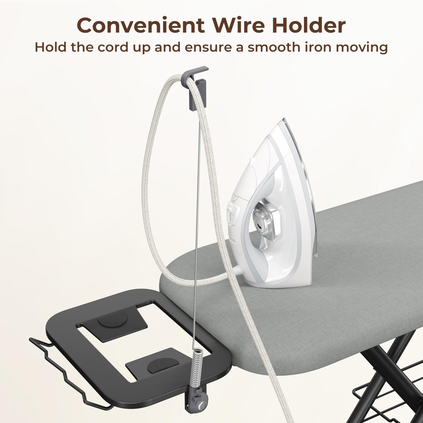 Yaheetech Ironing Board, Compact Heavy Duty Iron Board with Cord Holder, Steam Iron Rest and Bottom Storage Tray, 9 Adjustable Heights & 3 Layer Cover, 52X14 Gray