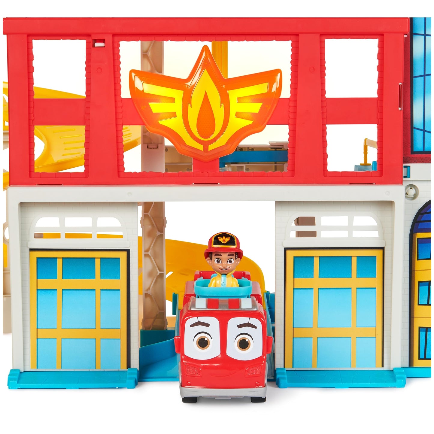 Disney Junior Firebuds HQ Playset with Lights, Sounds, Fire Truck Toy, Action Figure and Vehicle Launcher, Kids Toys for Boys and Girls Ages 3 and Up