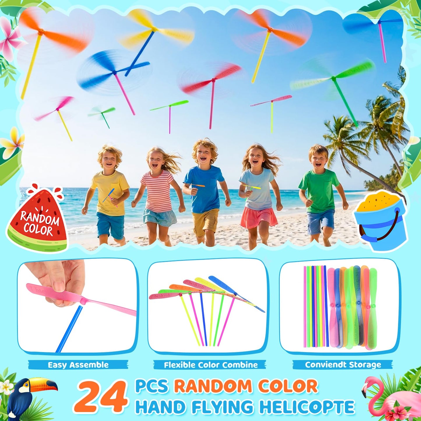 194 PCS Pool Party Favors Beach Party Favors, Summer Party Favors for Kids 3-8 8-12, Beach Balls, Hand Flying Helicopter, Pool Party Supplies for Birthday Party Favors, End of Year Student Gifts