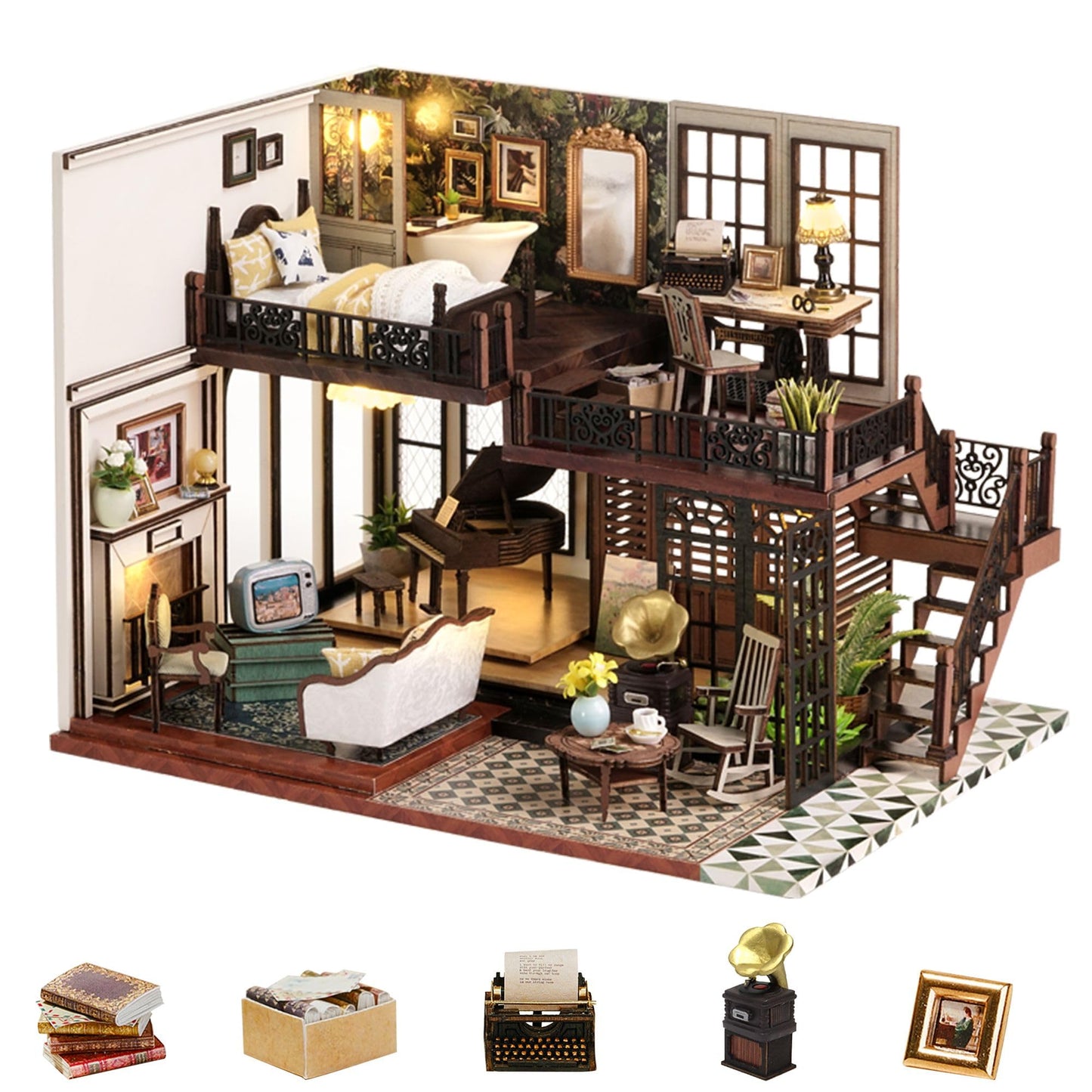 Flever Dollhouse Miniature DIY House Kit Creative Room with Furniture for Romantic Artwork Gift (Time Impression)