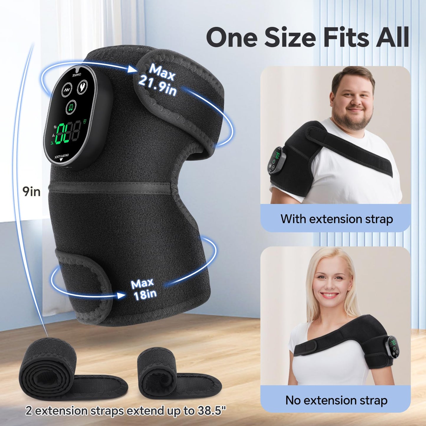 Heating Pad for Knee Pain Relief - Cordless Heated Knee Brace with Massager, Heating Knee Warmers Wrap & Arthritic Knees, Ideal for Arthritis & Joint Pain 2PCS