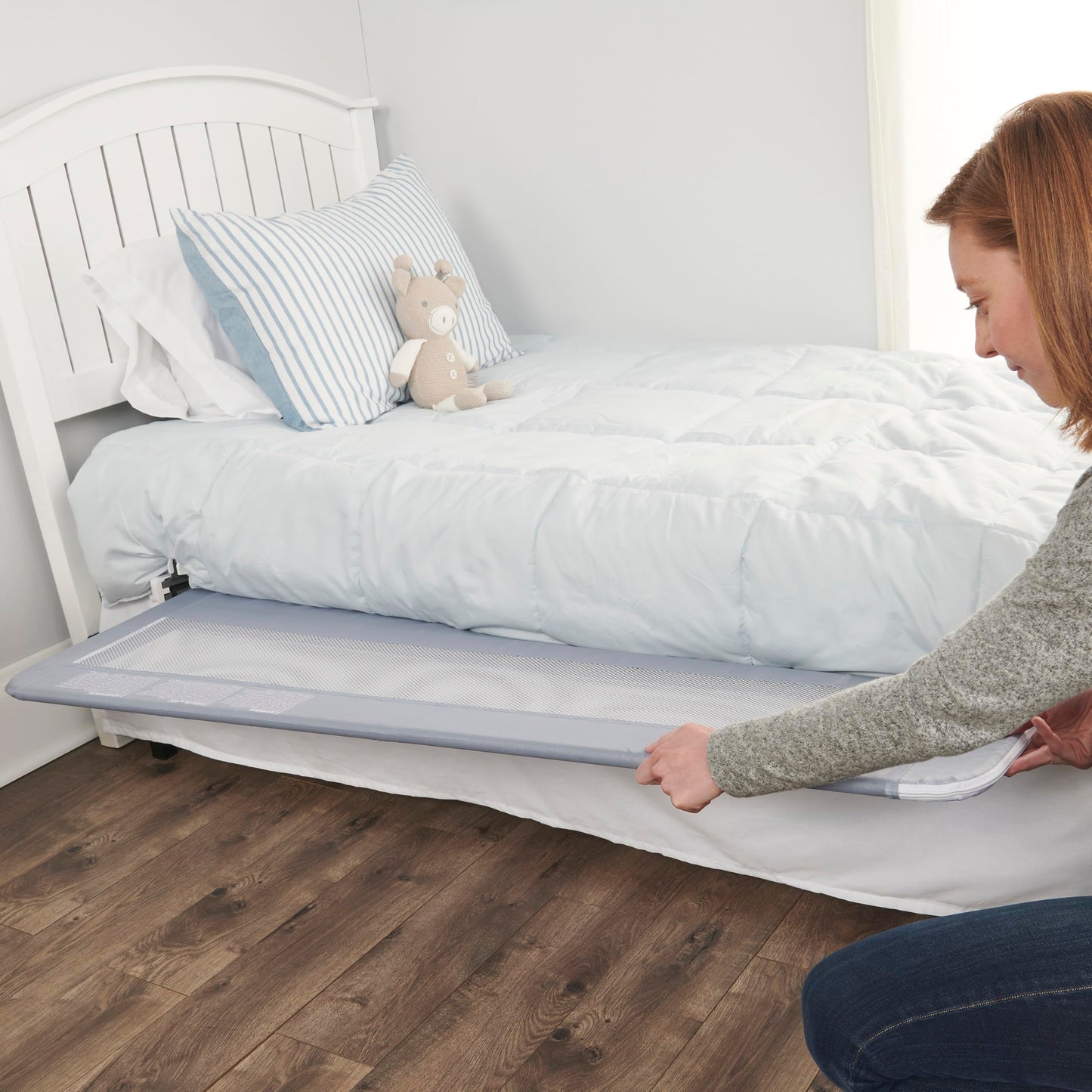 Regalo Safety 54” Extra Long Hideaway Bed Rail Guard for Toddlers, Toddler Bed Rail with Reinforced Anchor Safety System, 20” Tall Bed Safety Rail, Fits Twin, Full & Queen Beds, Gray