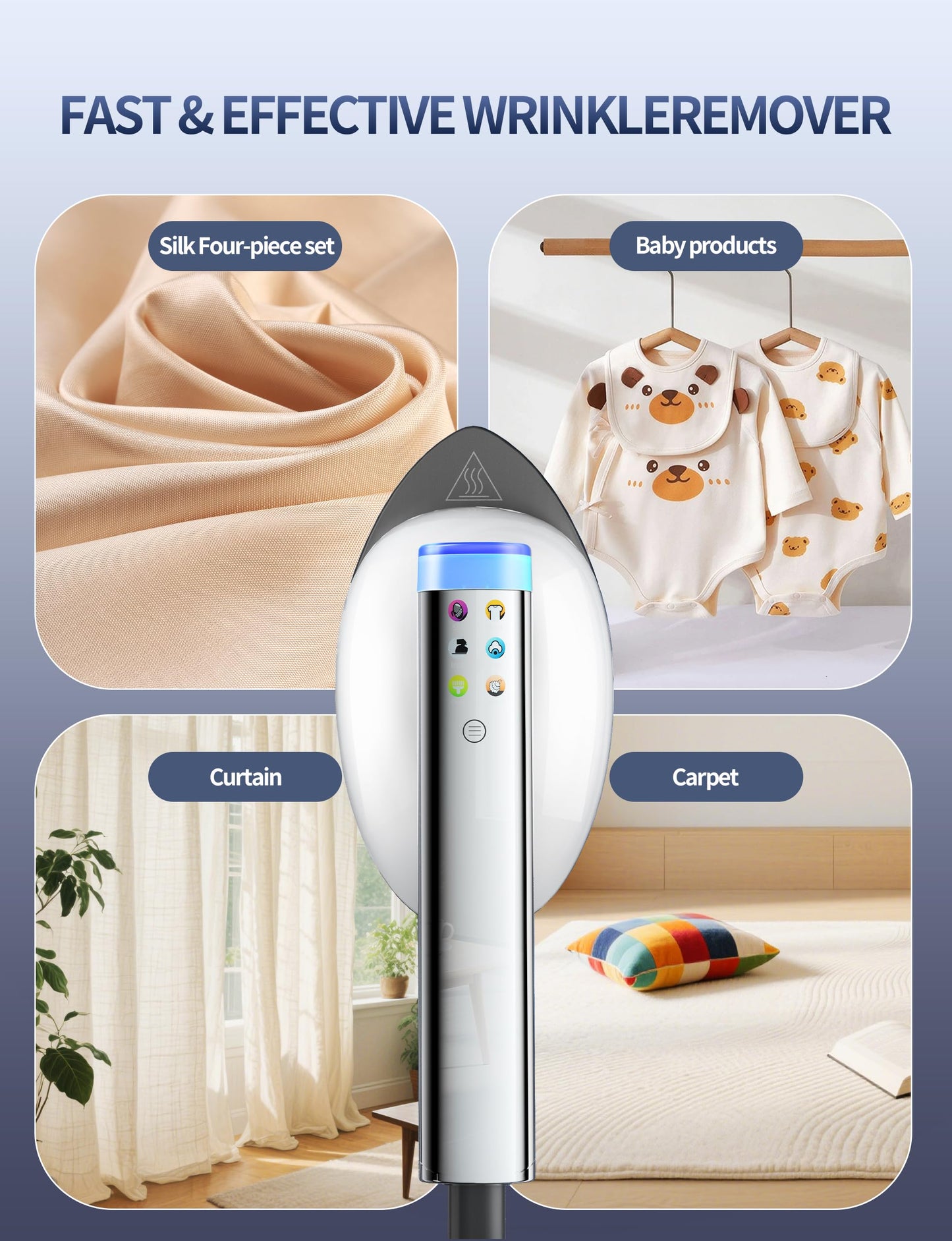 Sundu 1500W Professional Garment Steamer, 2-in-1 Vertical & Handheld for Wrinkles, 6 Steam Modes, 30-Second Heat Up, 800mL Tank, Auto Shut-Off, Portable & Standing Design, White