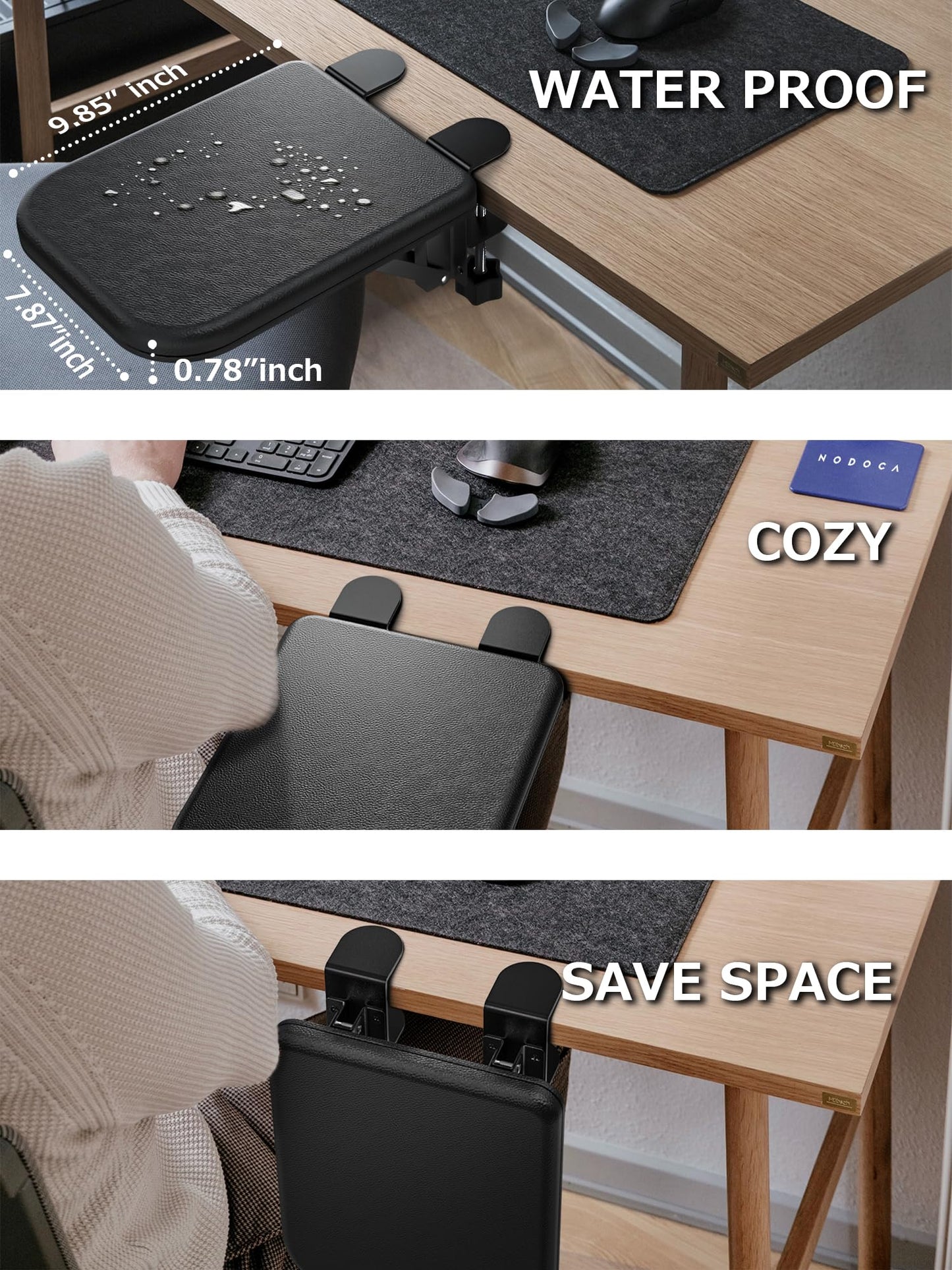 NODOCA Arm Rest for Desk, Ergonomics Wrist Rest, Desk Extender, Soft Sponge Built-in, Comfortable Arm Support for Desk, Foldable Elbow Rest for Desk, Home, Office(1pcs)