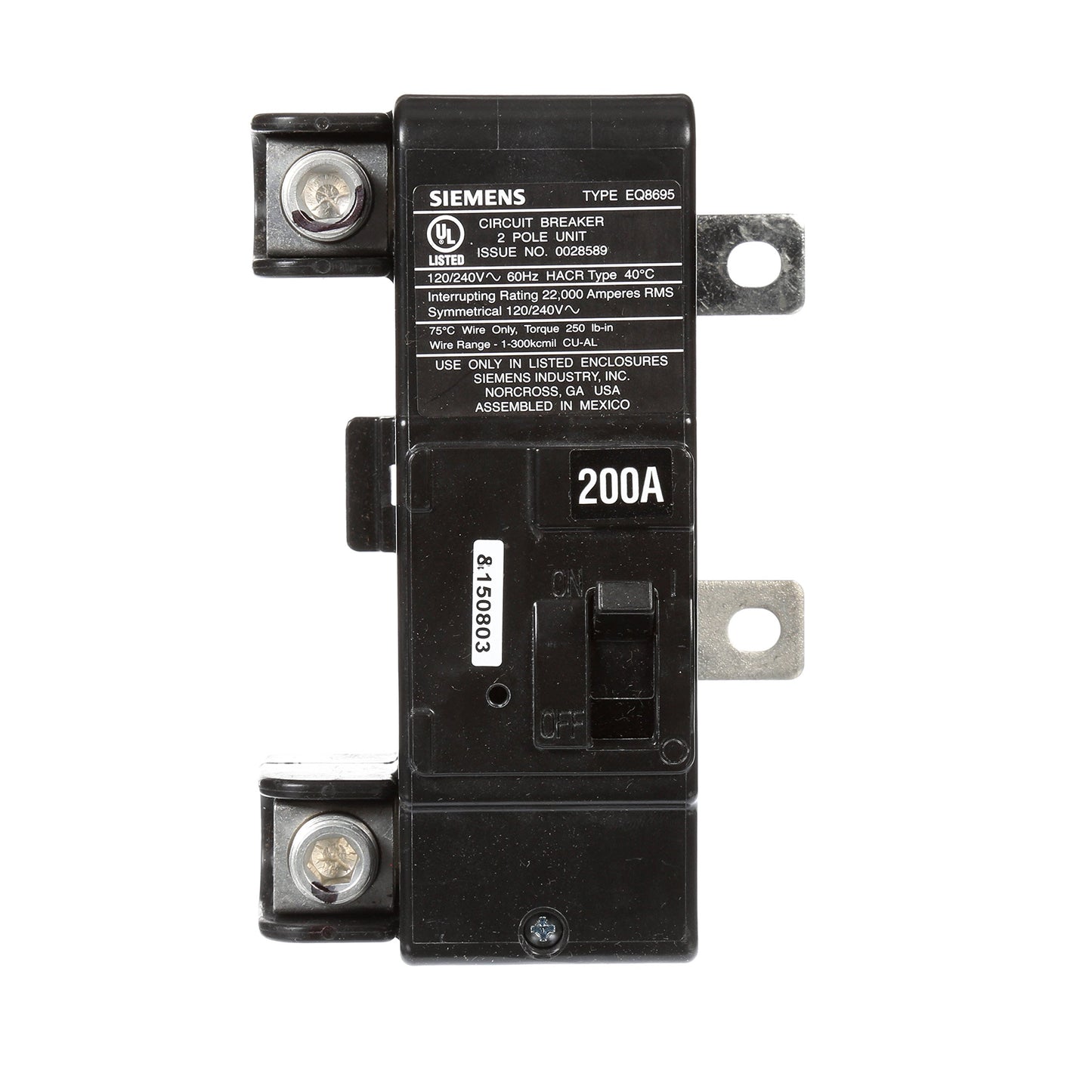 Siemens MBK200A 200-Amp Main Circuit Breaker for Use in Ultimate Type Load Centers