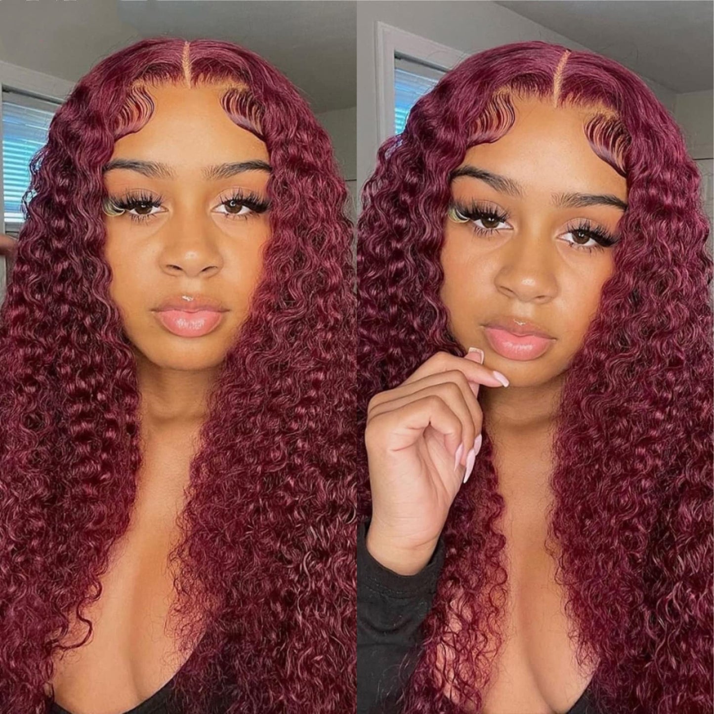 Jasperel Burgundy Deep Wave Lace Front Wigs Human Hair Glueless 22 Inch 99J 13x4 Hd Lace Frontal Wigs Human Hair for Black Women Wine Red Colored