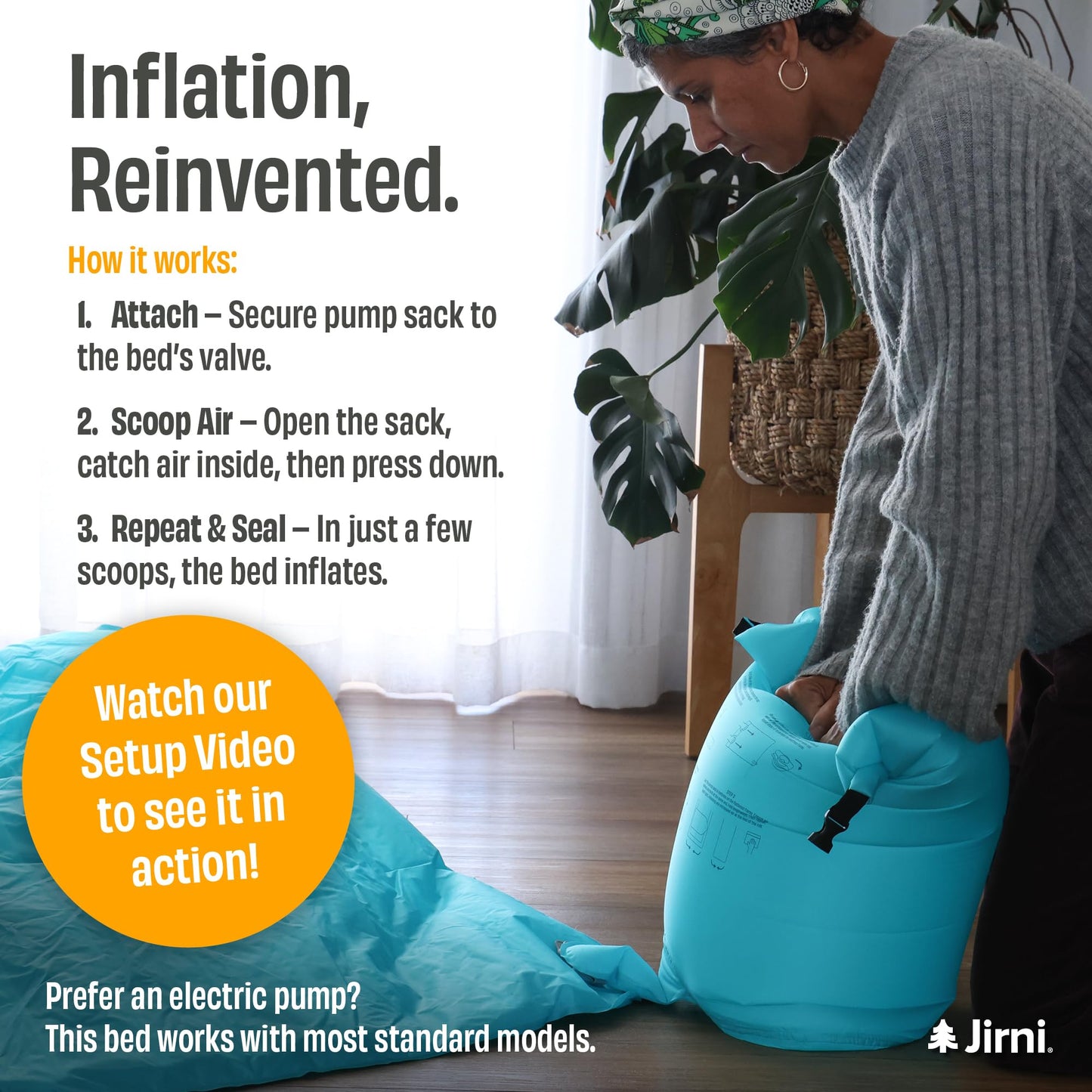 Jirni Kipper Toddler Travel Bed | New Pump System | Ultra-Lightweight & Super Durable Toddler Air Mattress | Compact Kids Air Mattress | Eco-Friendly Inflatable Kids Bed | Travel Cot Airbed