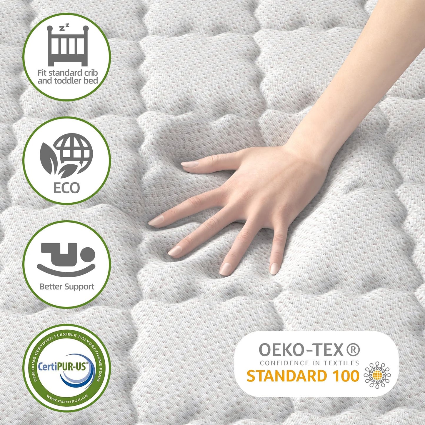 Moonlightfamily 52x27.5 Premium Mattress, NOT for Twin/Twin XL/Full Size Bed,100% Knitted Fabric, 5" Thick Firm Soft High Density Foam Mattress, Odorless and Steady, Edge Reinforced, Pure White