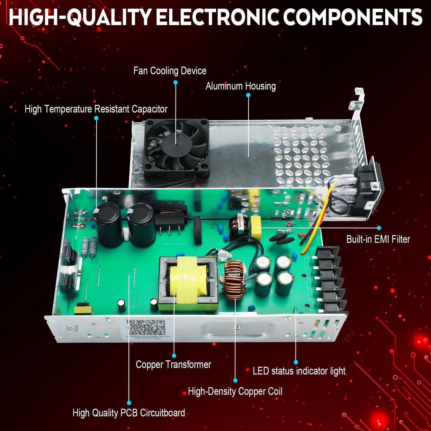 VAYALT 24V 25A 600W DC Switching Power Supply, Universal Regulated Switching AC 110V/220V to DC 24V Transformer, 24V Power Supply for Industrial, CCTV, Computer Project, 3D Printer, LED Strip Light