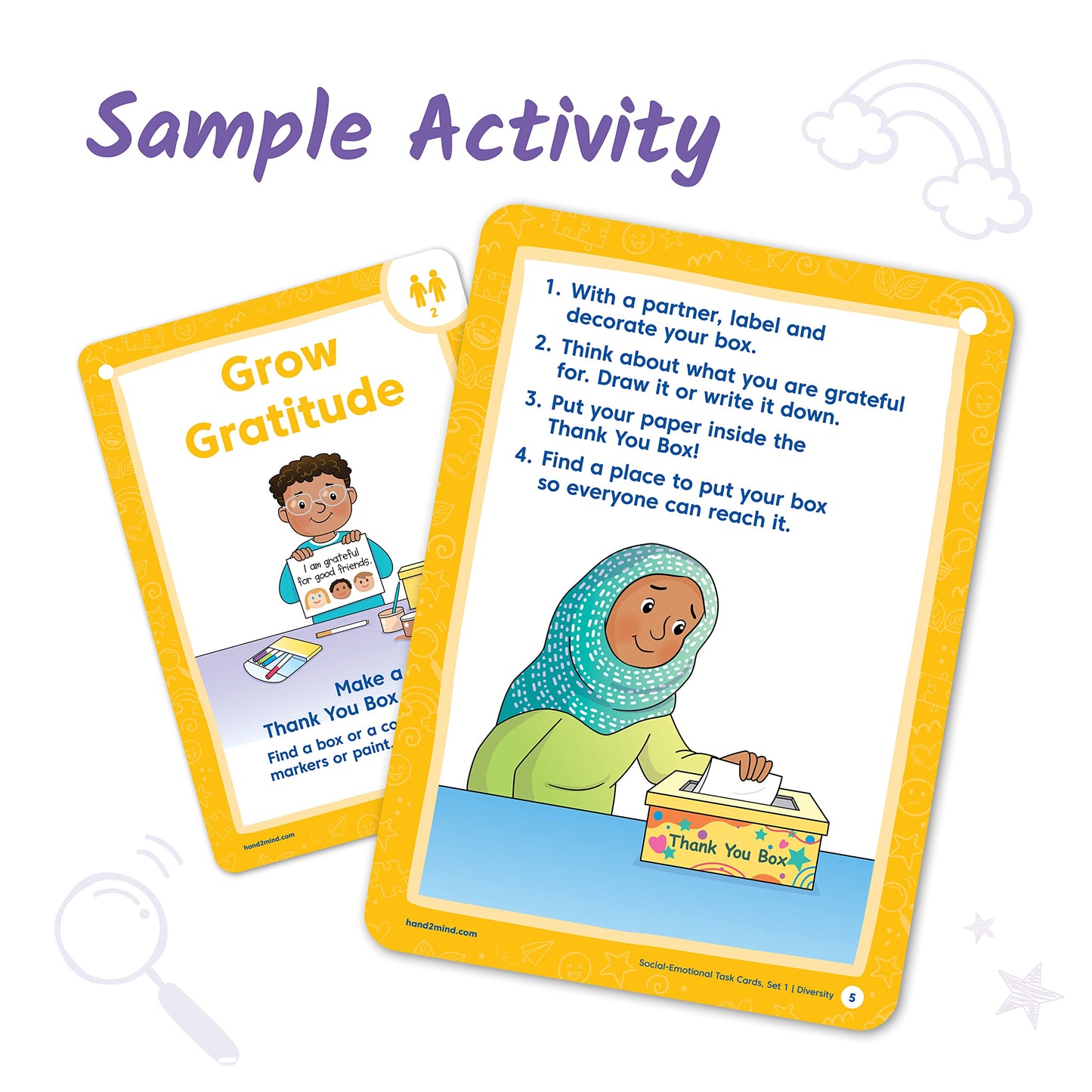 hand2mind Social Emotional Task Cards for Ages 3+, Social Emotional Learning Activities, Calm Down Corner, Play Therapy Toys for Counselors, SEL Games, Preschool Card Games, Feelings Flash Cards