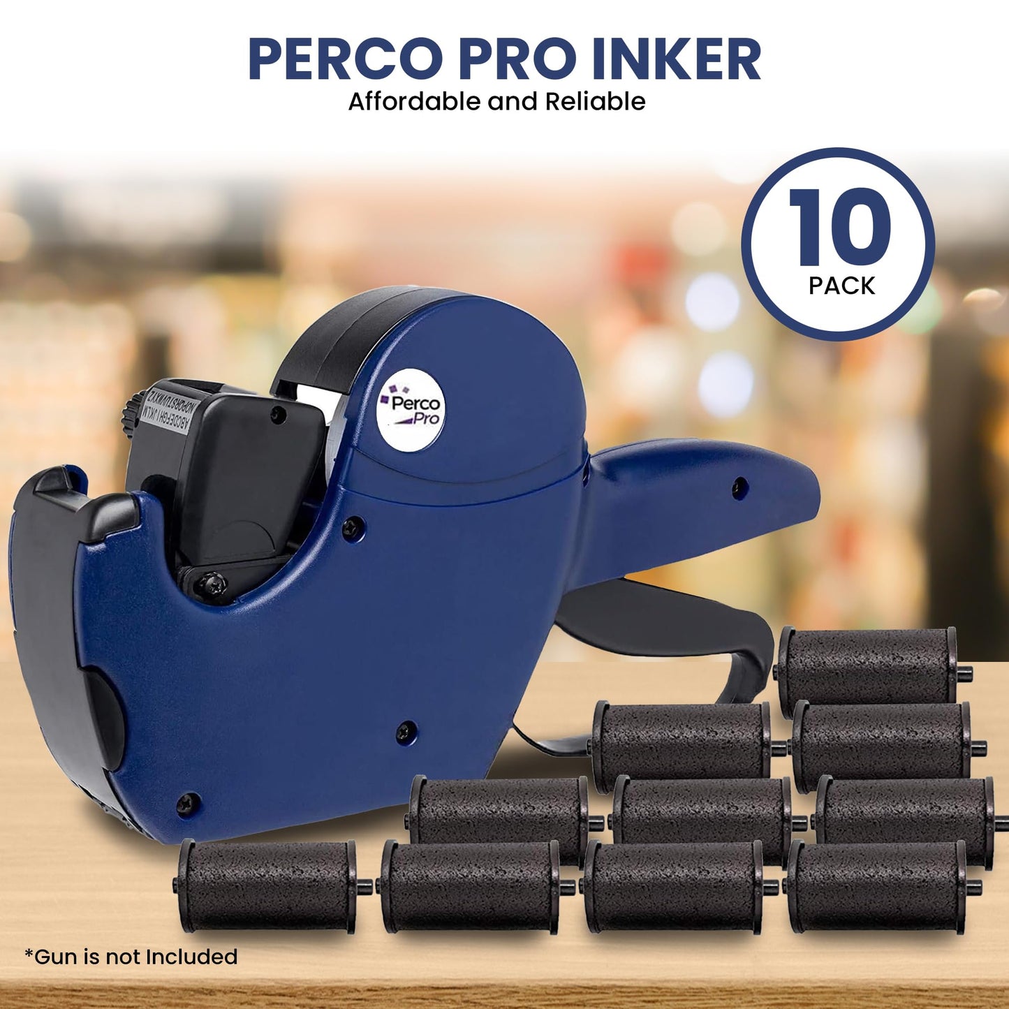 Perco Ink Roll for Perco Pro (1 and 2 Line) Price and Date Guns - Pack of 10 Replacement Inkers - Easy to Load, Premium, Clear & Bold Prints - Made in USA