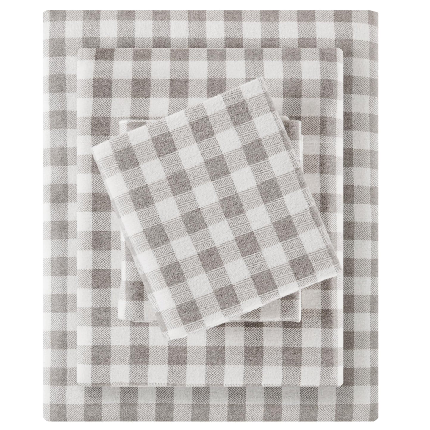 Sleep Philosophy True North 100% Cotton Flannel Sheets Twin Size, Cozy Flannel Sheet Set Brushed for Extra Softness, Heavyweight Novelty Print Warm Flannel Bedding Set, Gray Herringbone Check 3 Piece