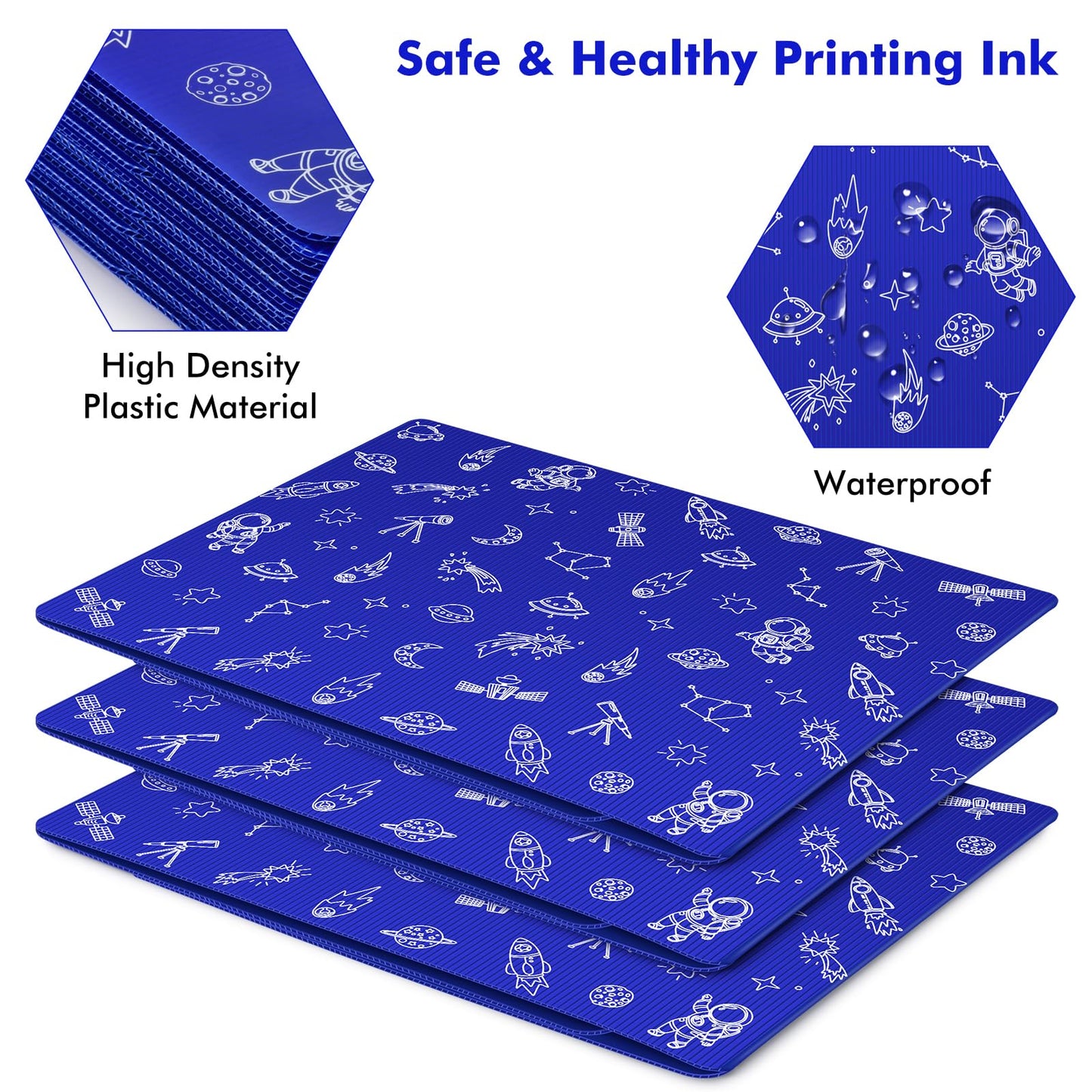 Blue 24-Pack Desk Dividers for Students, Space Style Plastic Study Carrel Divider, Durable Testing Dividers for Classroom Teacher Supplies, Easy to Clean Privacy Shield Folder Boards for Student Desk
