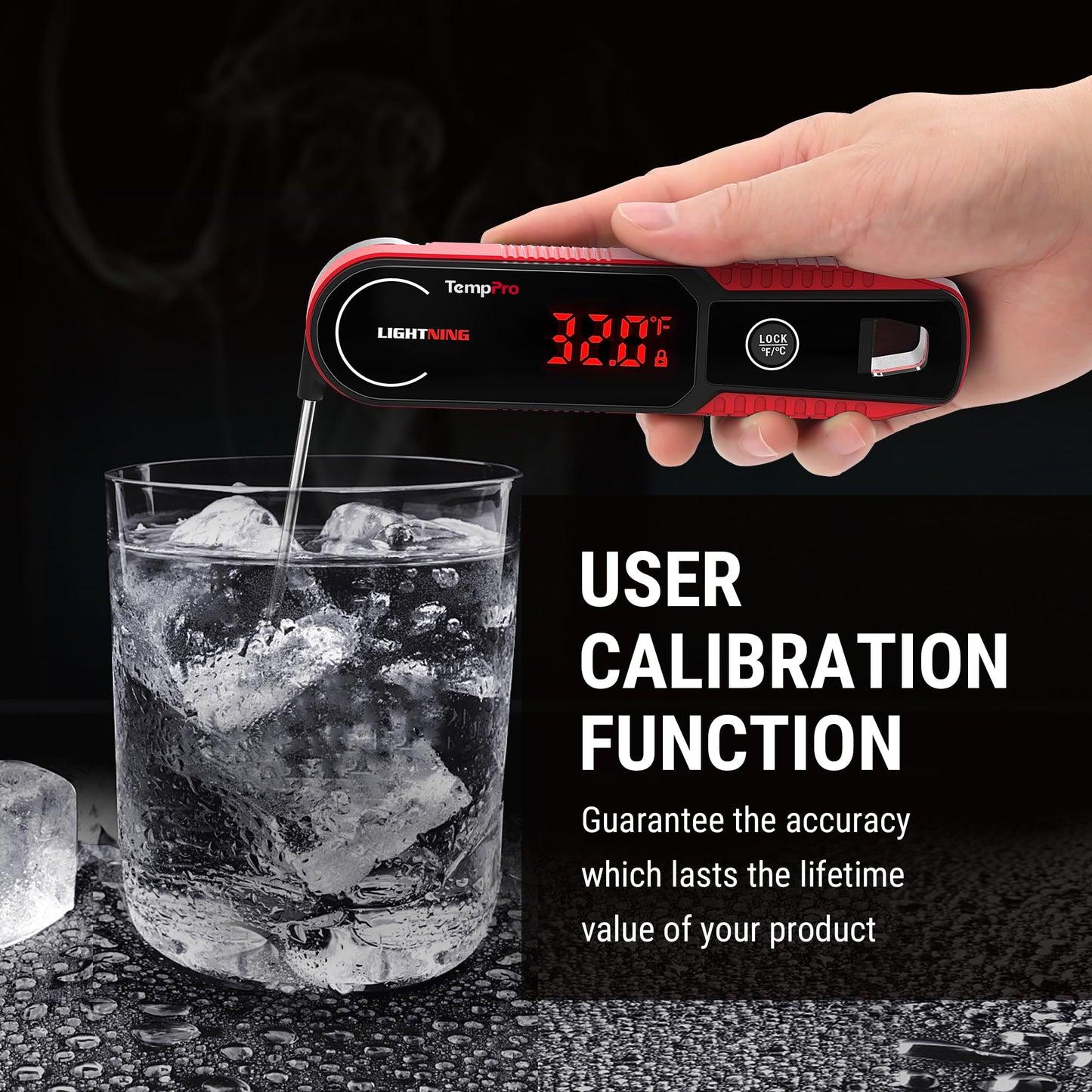 TempPro Lightning 1-Sec Instant Read Meat Thermometer, Kitchen Food Thermometer with 180° Rotating Display, IP67 Waterproof Cooking Thermometer for Deep Fry Smoker BBQ Grill (Previously ThermoPro)