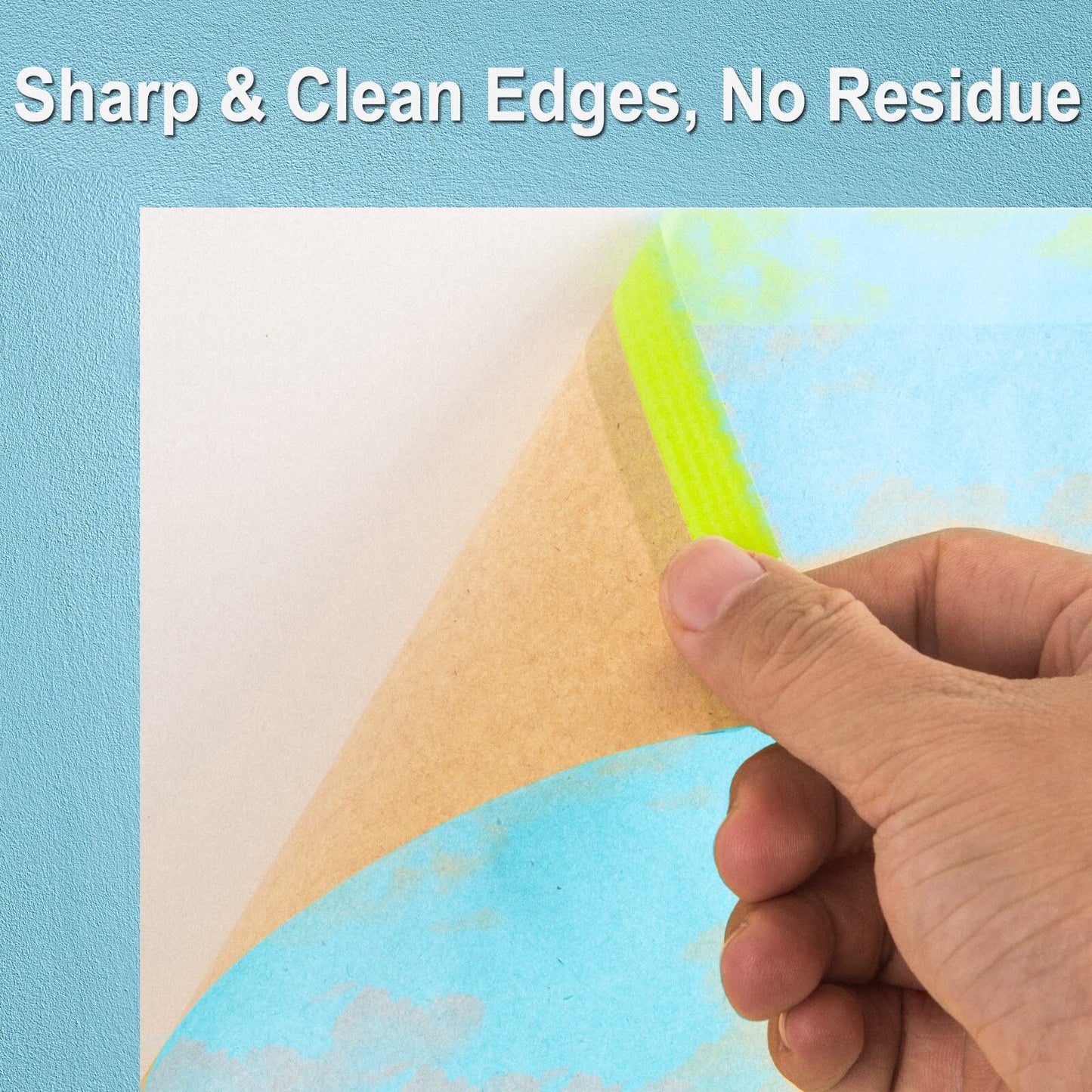 Tangibay Pre-Taped Masking Paper for Painting - 24 inch x 50 feet Tape and Drape Painters Paper, Paint Adhesive Protective Paper Roll for Covering Skirting, Frames, Cars and Auto Body (6 Rolls)