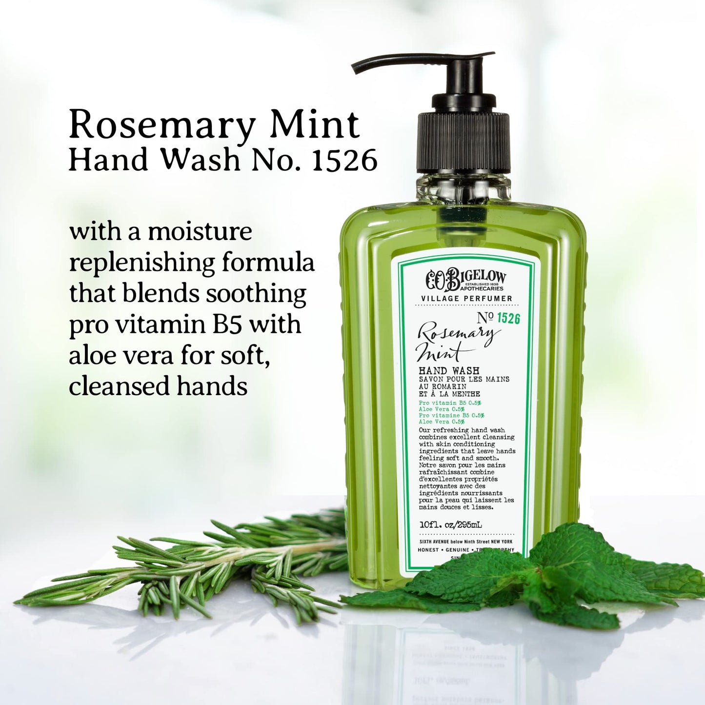 C.O. Bigelow Rosemary Mint Hand Care Duo, Hand Soap & Lotion Gift Set, Set of Two - Apothecary Hand Care for Dry Skin with Moisturizing Lotion & Liquid Hand Wash - 10fl oz Each