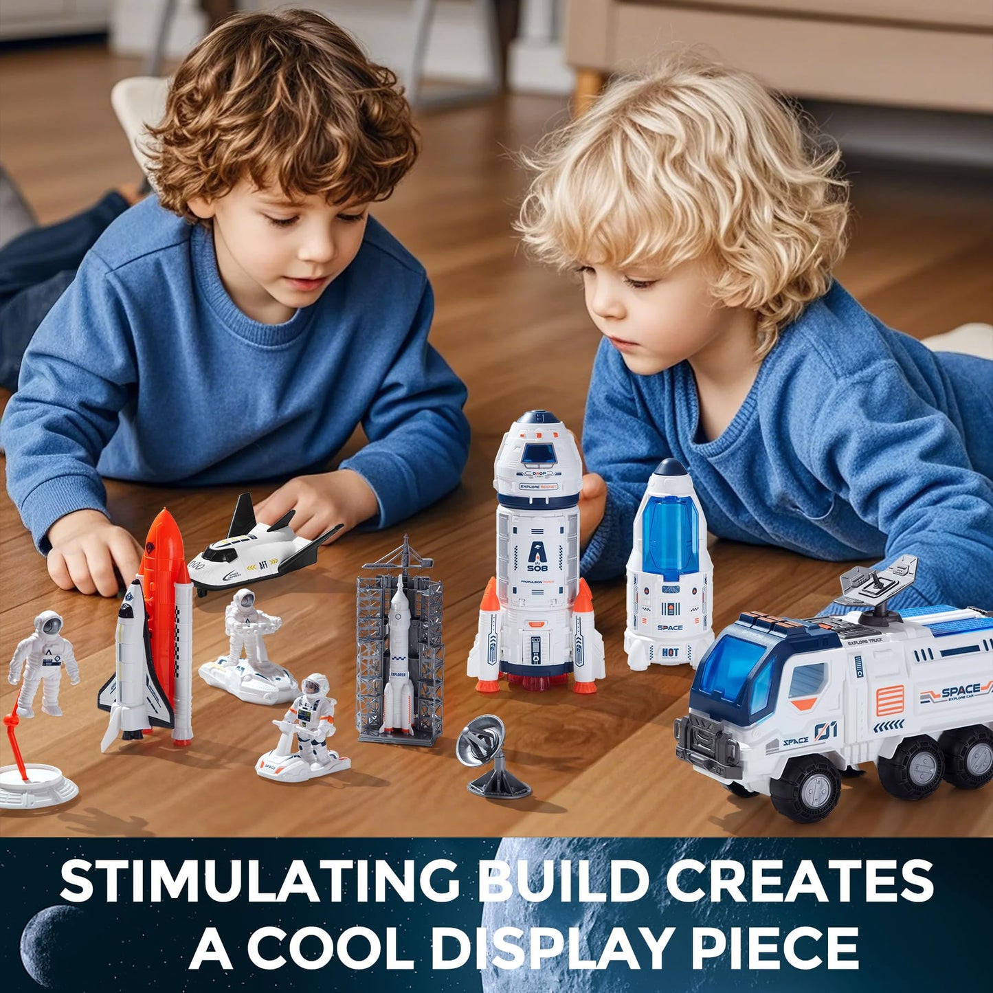 Large Space Exploration Astronaut Toys, Rocket Ship Toys for Kids with Spray Effects, Space Shuttle Truck Toy with Light and Sound, Outer Space Playset Series Toys