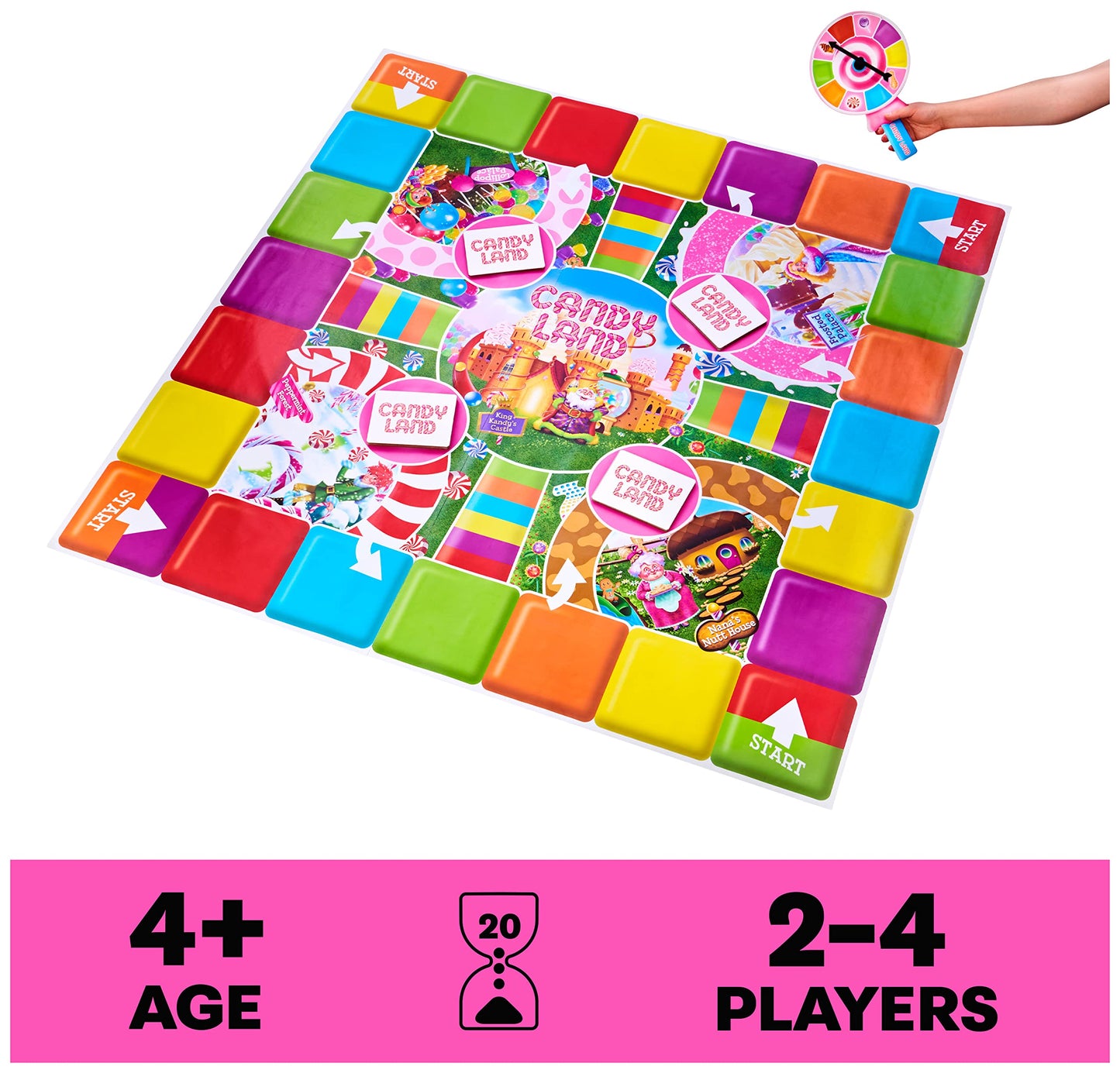 Spin Master Games, Candy Land Giant Edition, Preschool Game for Indoor & Outdoor Fun with Big Oversized Board, for Family and Kids, 2-4 Players, Ages 4 & Up