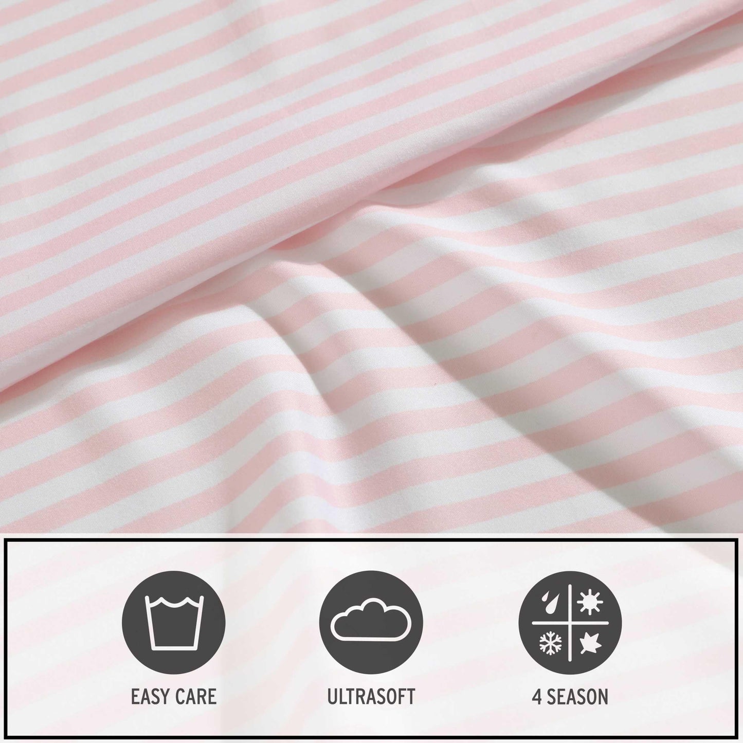Eddie Bauer Kids - Queen Sheet Set, Ultra-Soft Microfiber Bedding with Fully Elastic Fitted Sheet, Kids Bed Set with Pillowcases, Easy Care Bedding (Little Stripe)