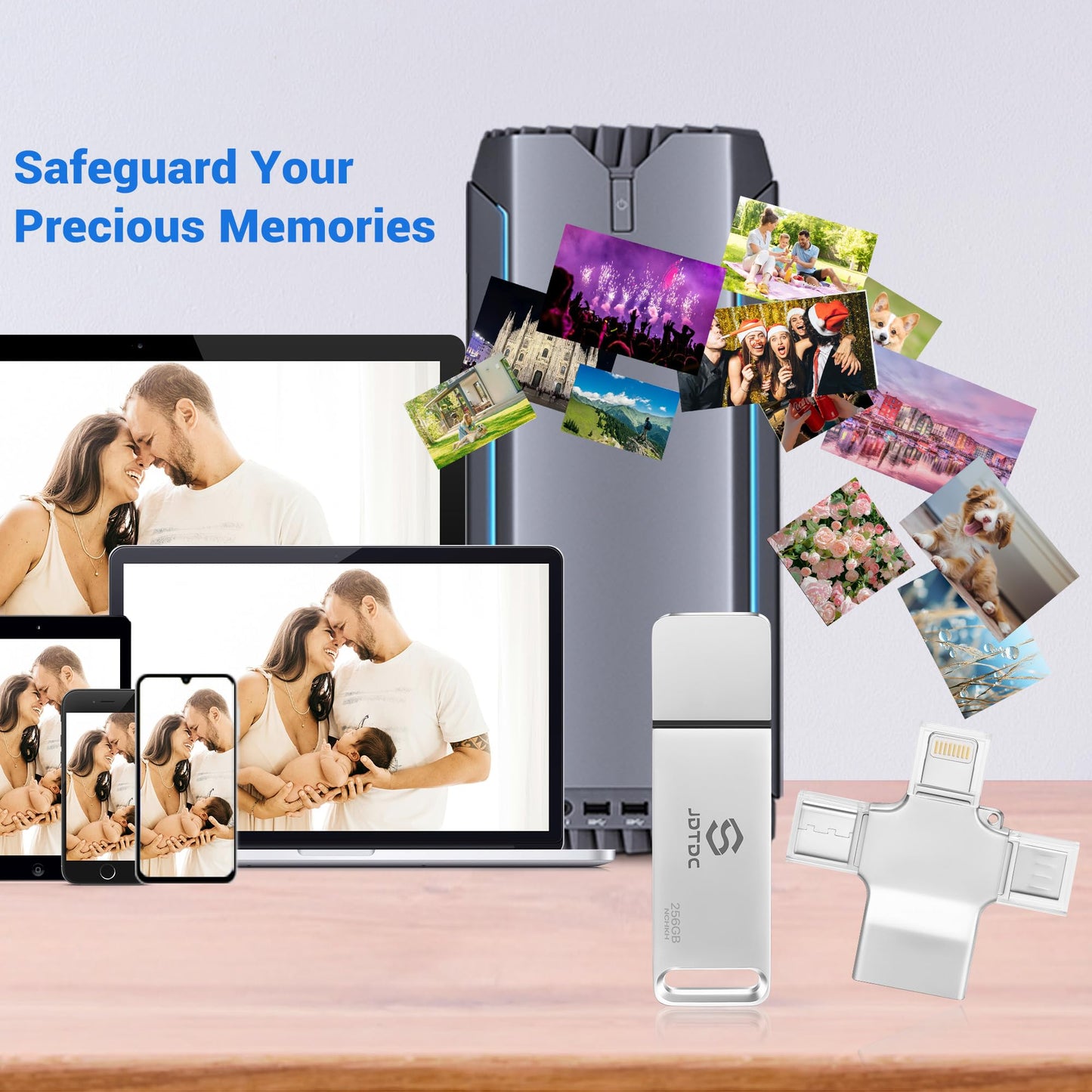 128GB Auto Photo-Backup-Stick for All Device Photo-Stick-USB-Flash-Drive Secure Photo Video Backup Device iPhone-Backup-Flash-Drive 4-IN-1-Photo-Saver-Stick Photo-Backup-Storage Photo-Finder-Stick-PC
