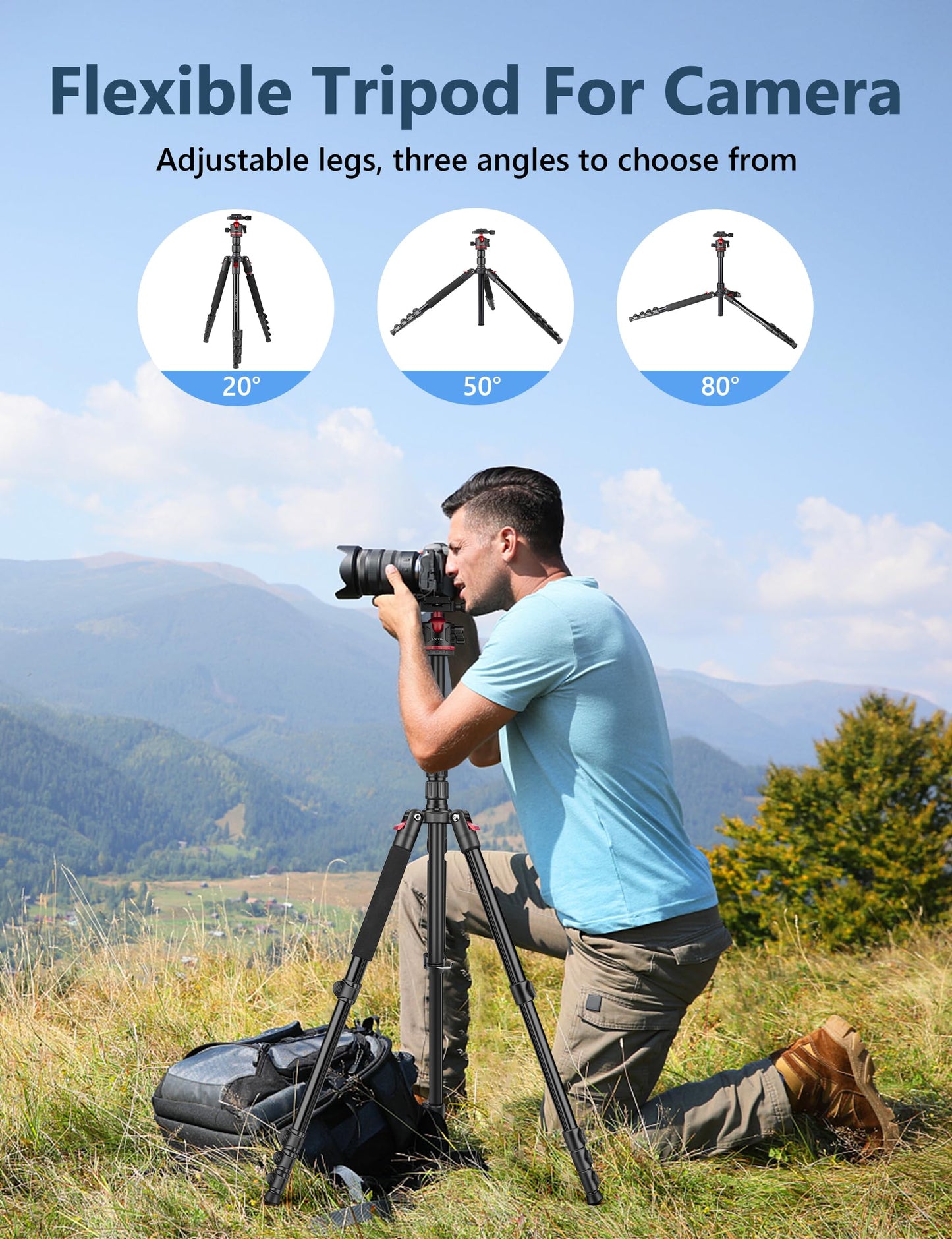 78" Aluminum Camera Tripods & Monopods, Victiv Compact Travel Tripod for Camera DSLR, Spotting Scope,Telescope, Binoculars, Porfessional Heavy Duty Camera Tripod Stand for Photography Video Recording