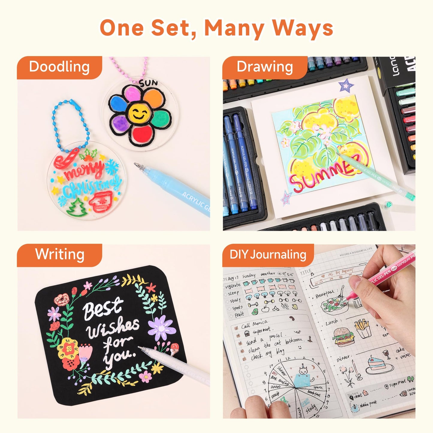 Qimiart Acrylic Painting Gel Pens - 90 Colors