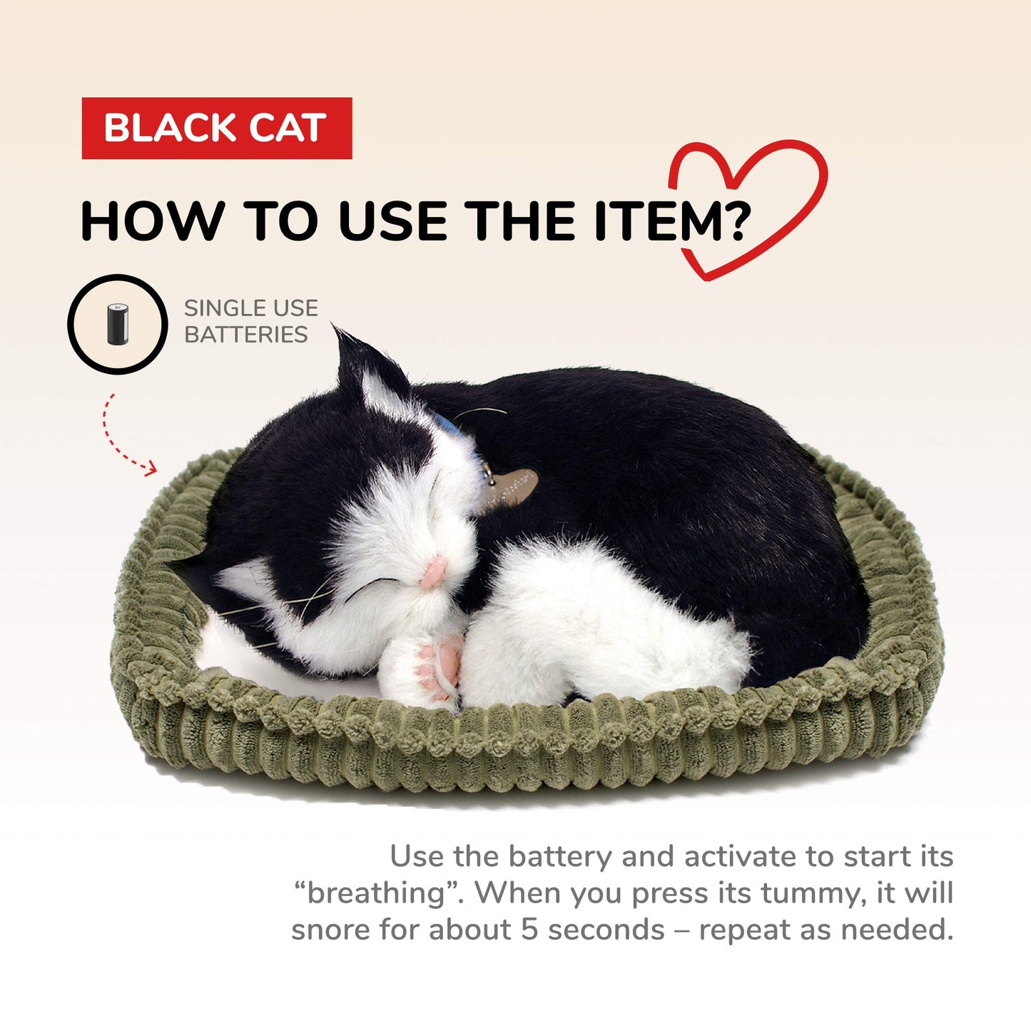 Original Petzzz Black and White Shorthair Kitten, Realistic, Lifelike Stuffed Interactive Pet Toy, Breathing Pets, Companion Pet Cat with 100% Handcrafted Synthetic Fur – Perfect Petzzz