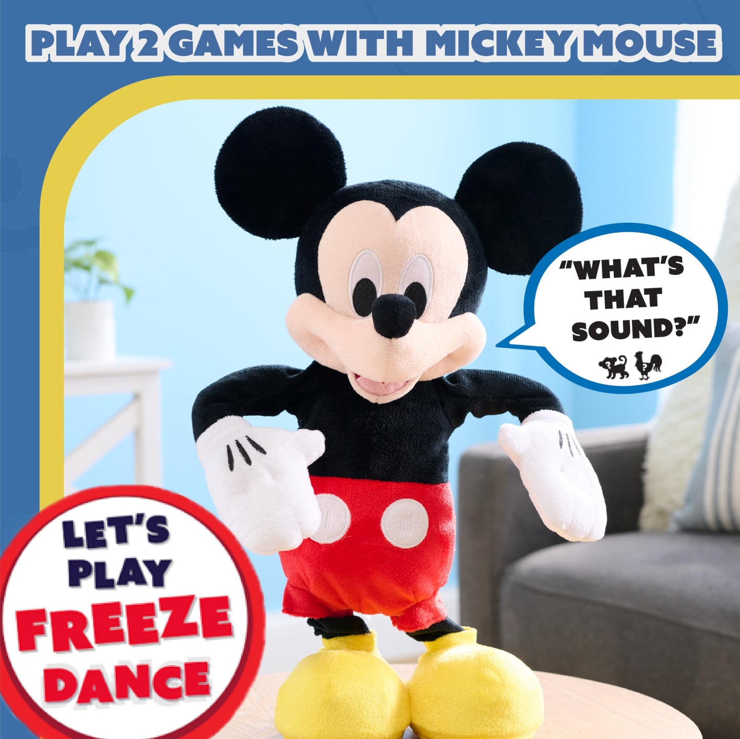Disney Junior Mickey Mouse Hot Diggity Dance Mickey Feature Plush Stuffed Animal, Motion, Sounds, and Games, Officially Licensed Kids Toys for Ages 3 Up, Gifts and Presents