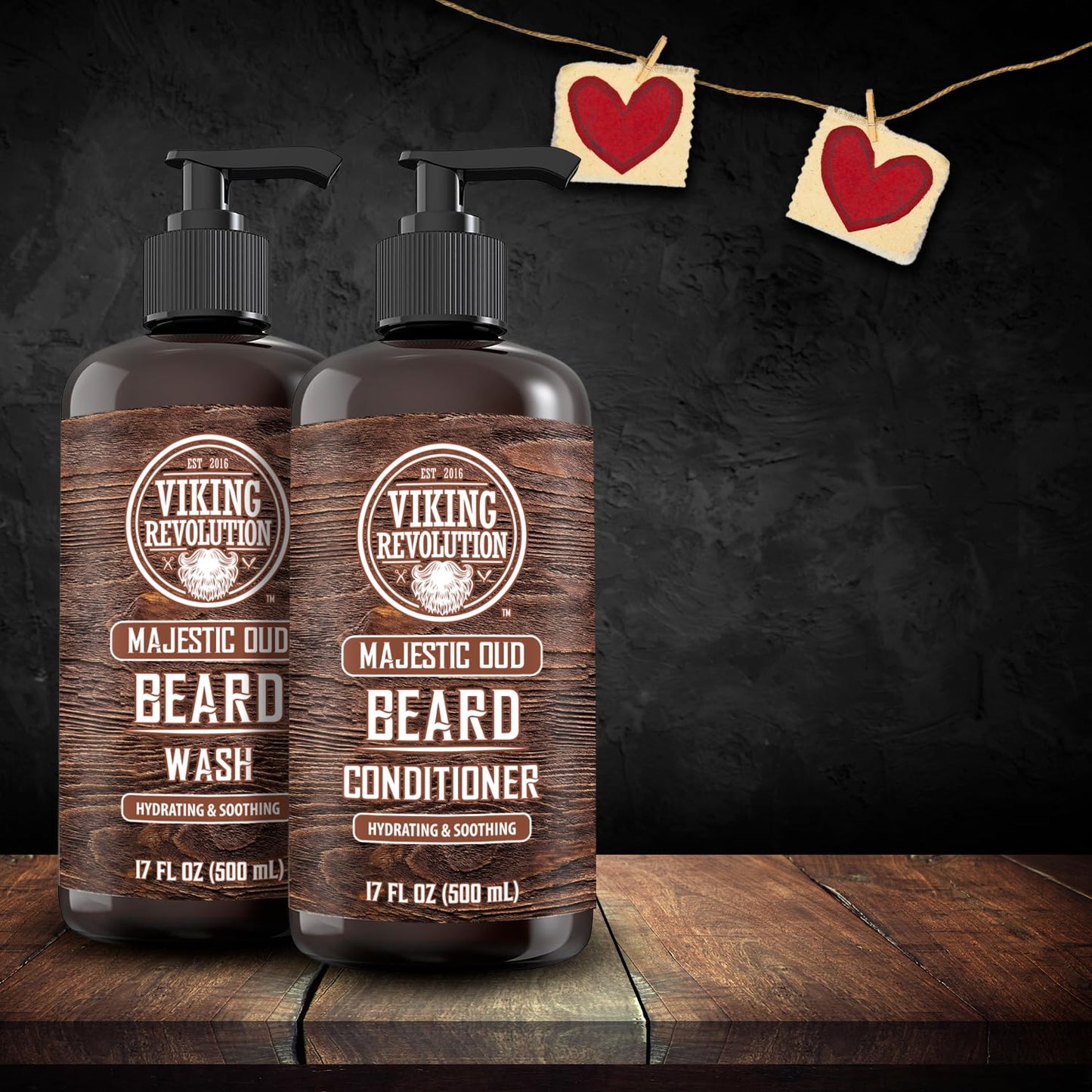 Viking Revolution Beard Wash and Beard Conditioner for Men with Argan Oil and Jojoba Oil - Beard Softener and Strengthener Beard Care Beard Shampoo and Conditioner with Beard Oil (17oz, Majestic Oud)