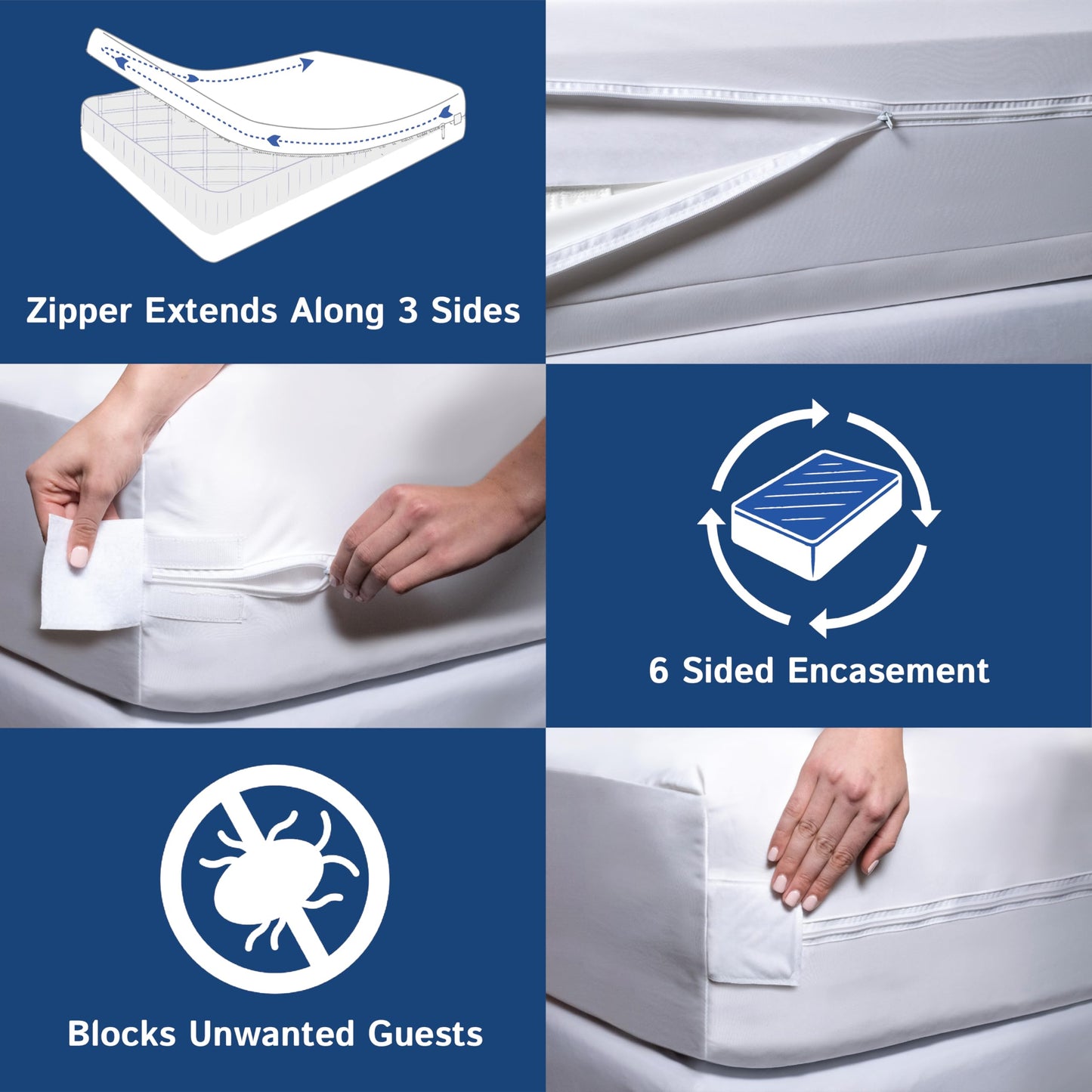 Super Deep Pocket Mattress Encasement - King - Zippered Bedbug Waterproof Protector for Very Deep Mattresses 20-24 inch Depth