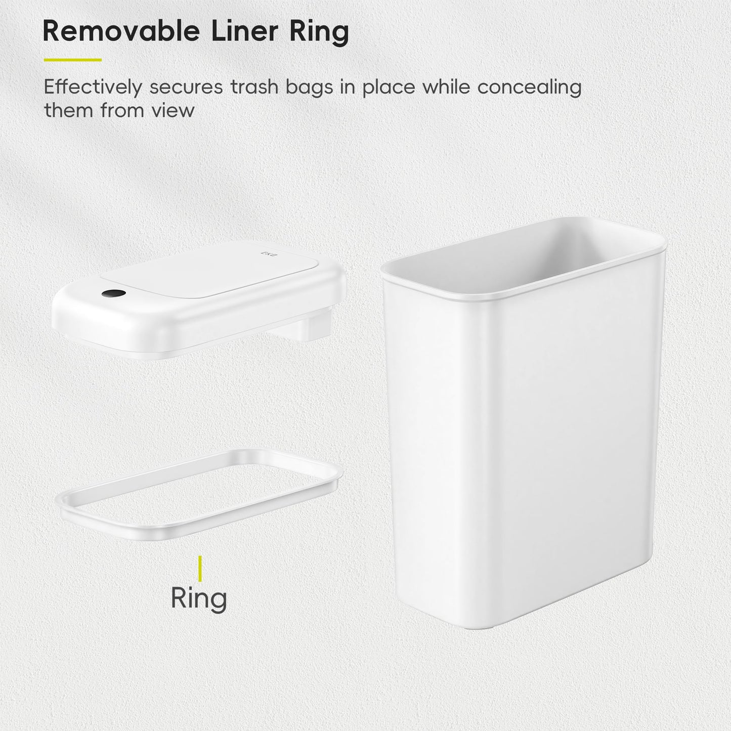 EKO Automatic Bathroom Trash Can with Lid, 2.6 Gallon Slim Touchless Garbage Can, Waterproof Motion Sensor Trash Bin for Bathroom, Office, Kitchen, White