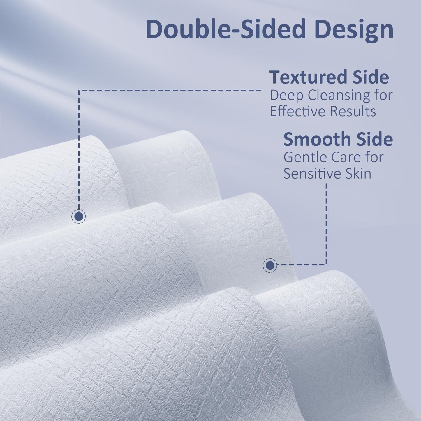 Ourmed Life Face Towels, Disposable Biodegradable Clean Facial Wash Cloth for Sensitive Skin, Lint- free Facial Towels for Cleansing, Skincare and Makeup Remover, Dry Wipes,600 Count，EF texture