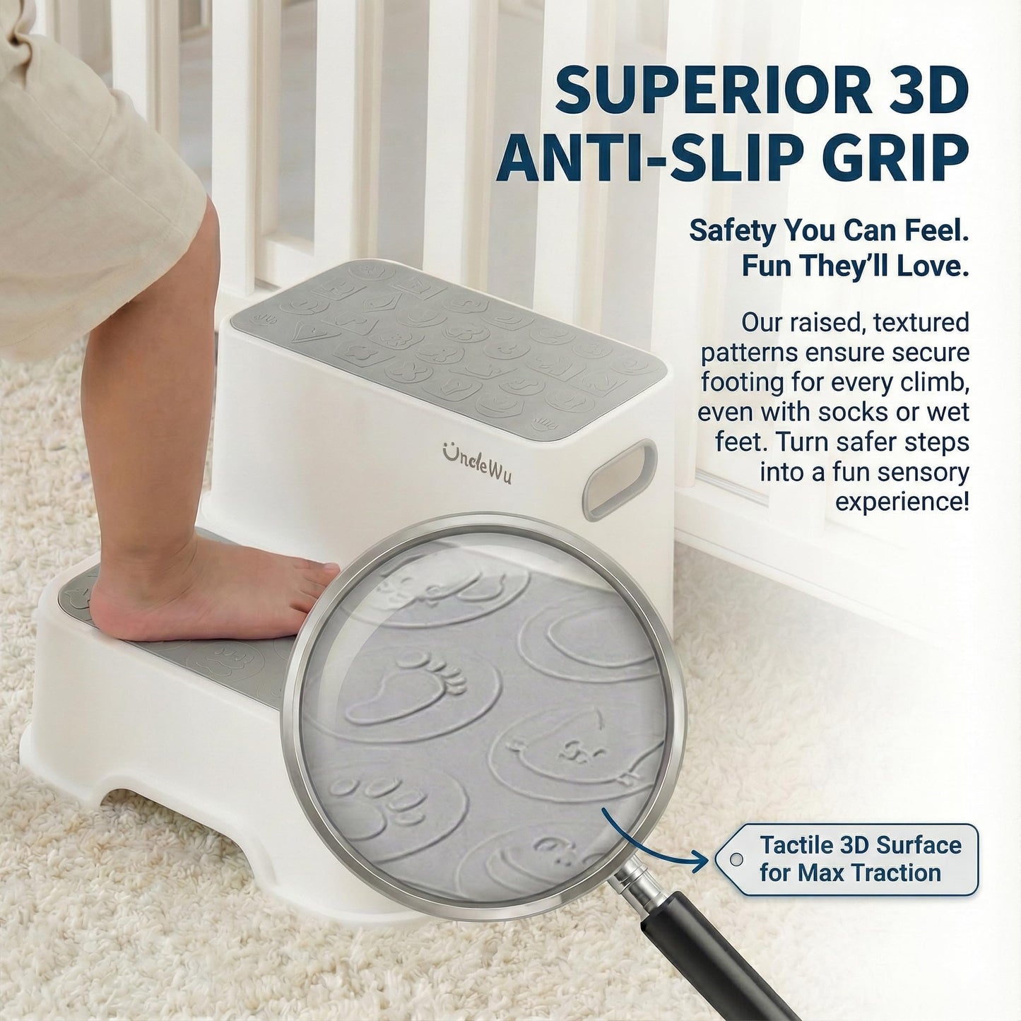 2-Pack Step Stool for Kids – Non-Slip Toddler Step Stool for Bathroom Sink & Potty Training – Heavy Duty 200 lbs, Includes Faucet Extender & Duck Bath Toys (Gray White)